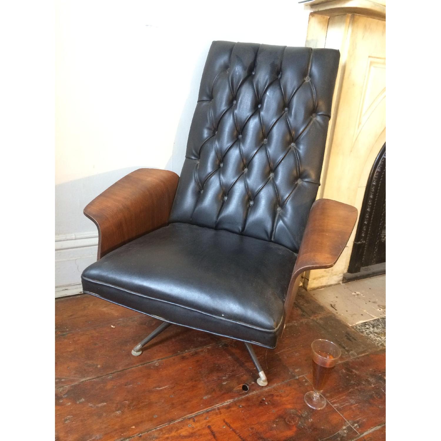 Mid-Century Black Leather Arm Chair - image-4