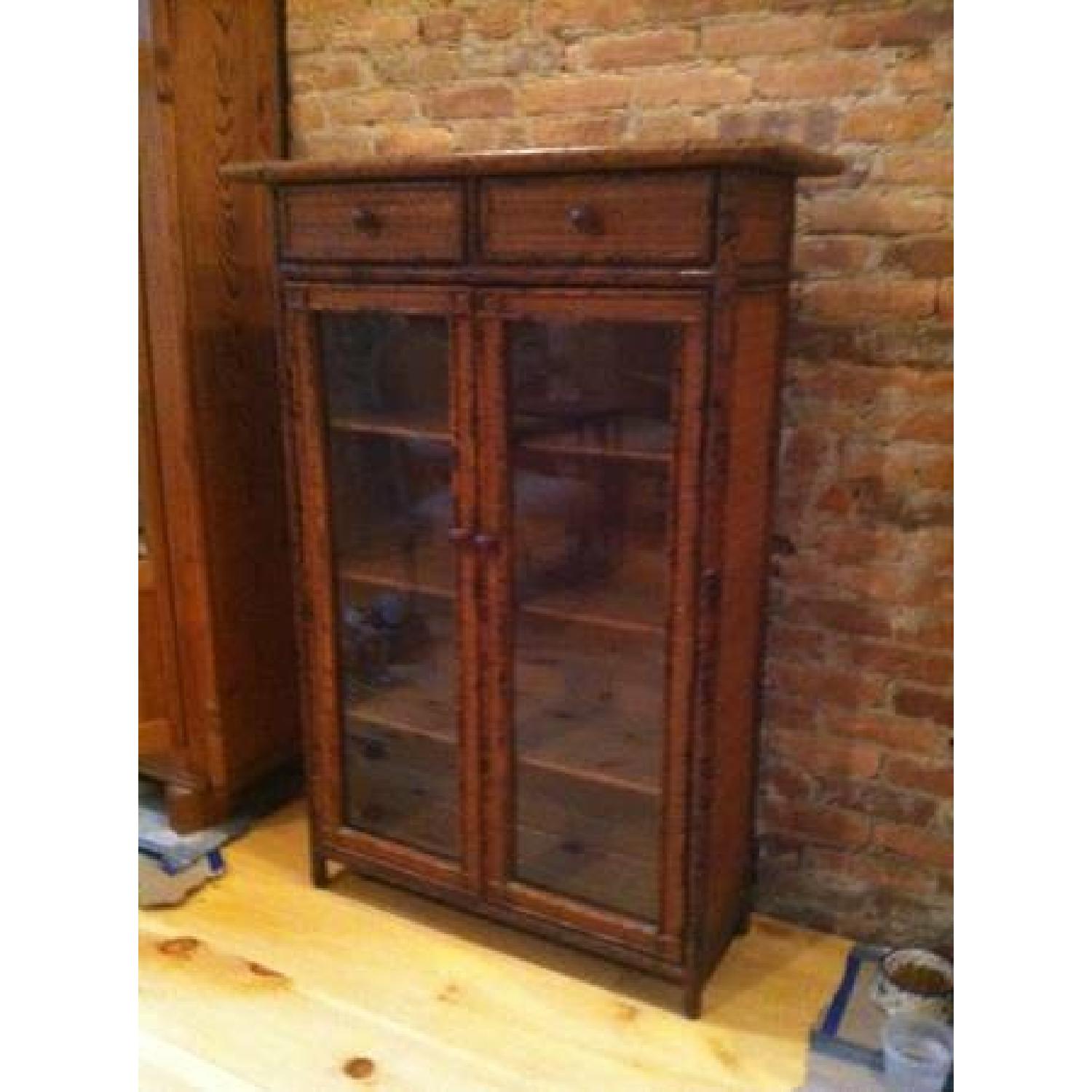 Bloomingdales Wicker Rattan Glass Front Bookcase - image-2