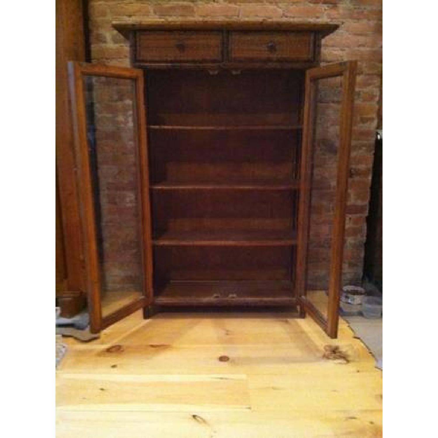 Bloomingdales Wicker Rattan Glass Front Bookcase - image-3