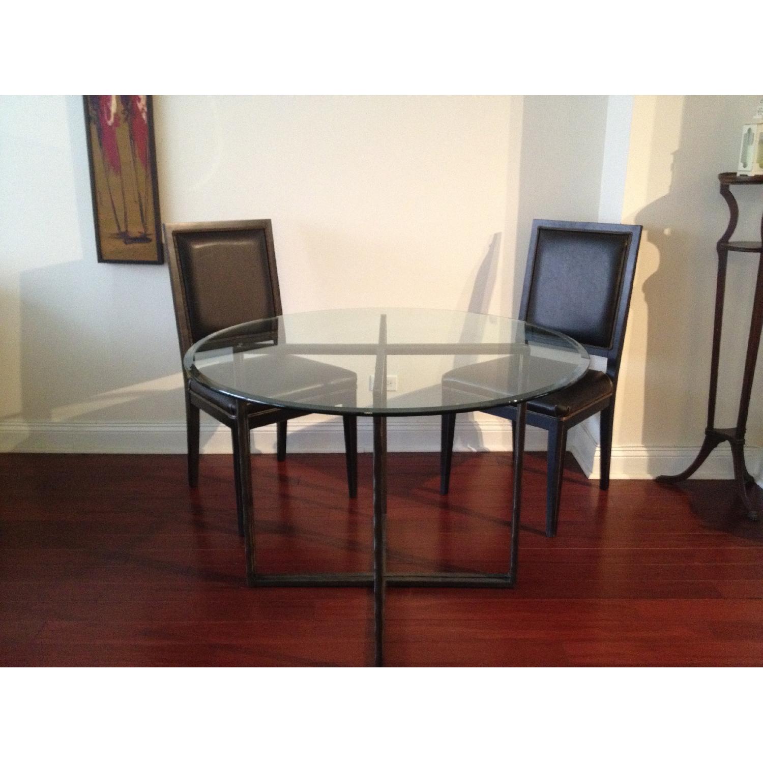 Crate & Barrel Round Glass Table w/ 2 Sonata Chairs - image-2