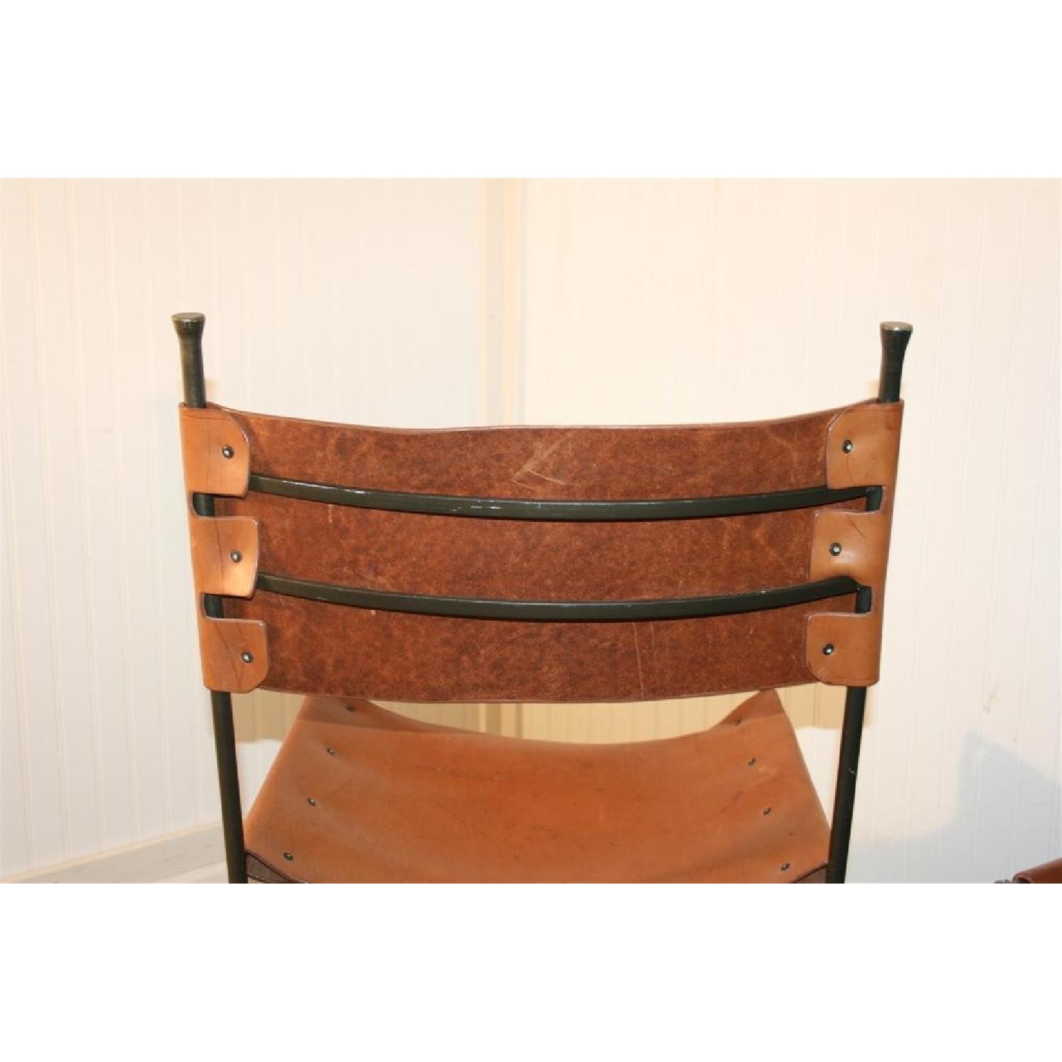 Charleston Forge Wrought Iron and Leather Chairs - Pair - image-4