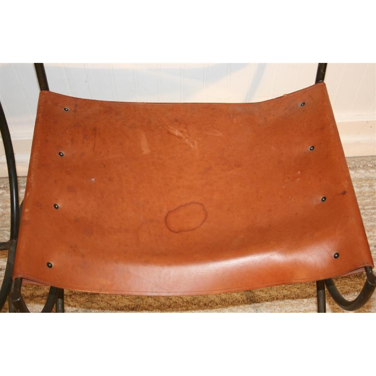 Charleston Forge Wrought Iron and Leather Chairs - Pair - image-7
