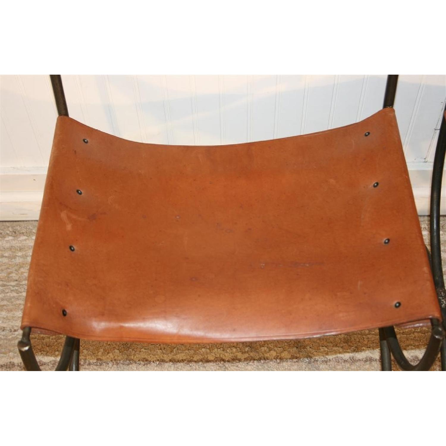 Charleston Forge Wrought Iron and Leather Chairs - Pair - image-8