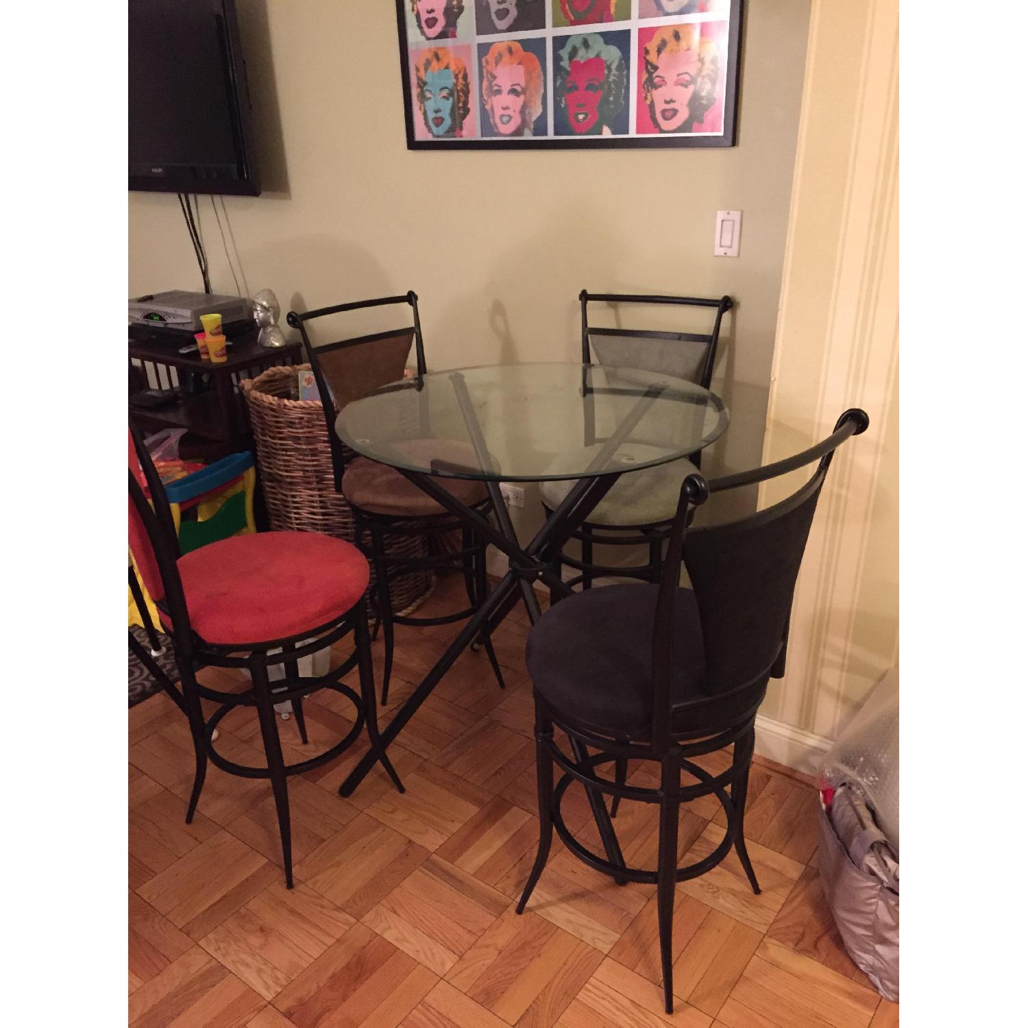 Bob's Furniture Dining Table w/ 4 Multi Color Chairs - image-2