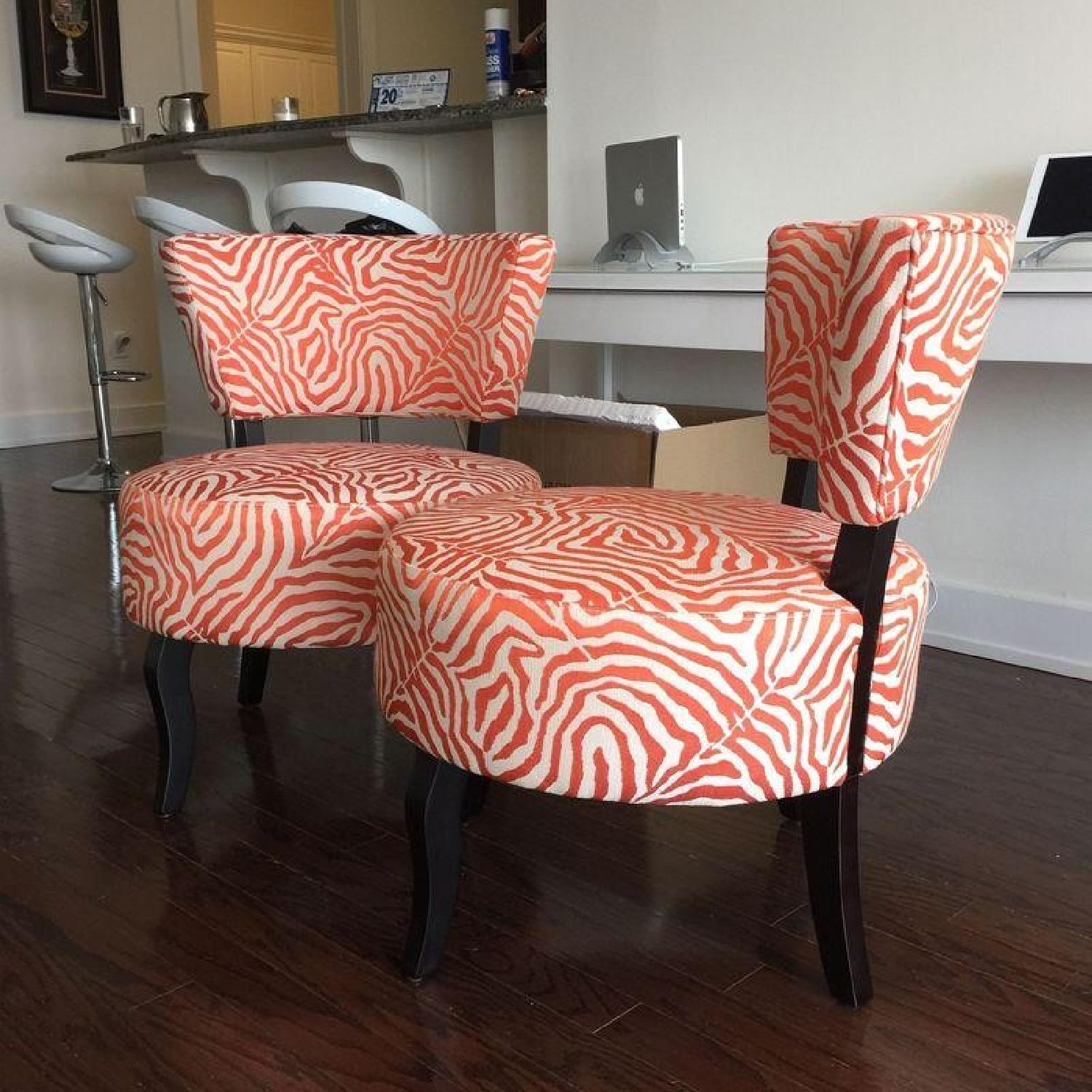 Tangerine Zebra Chairs - Set of 2 - Thumbnail 2