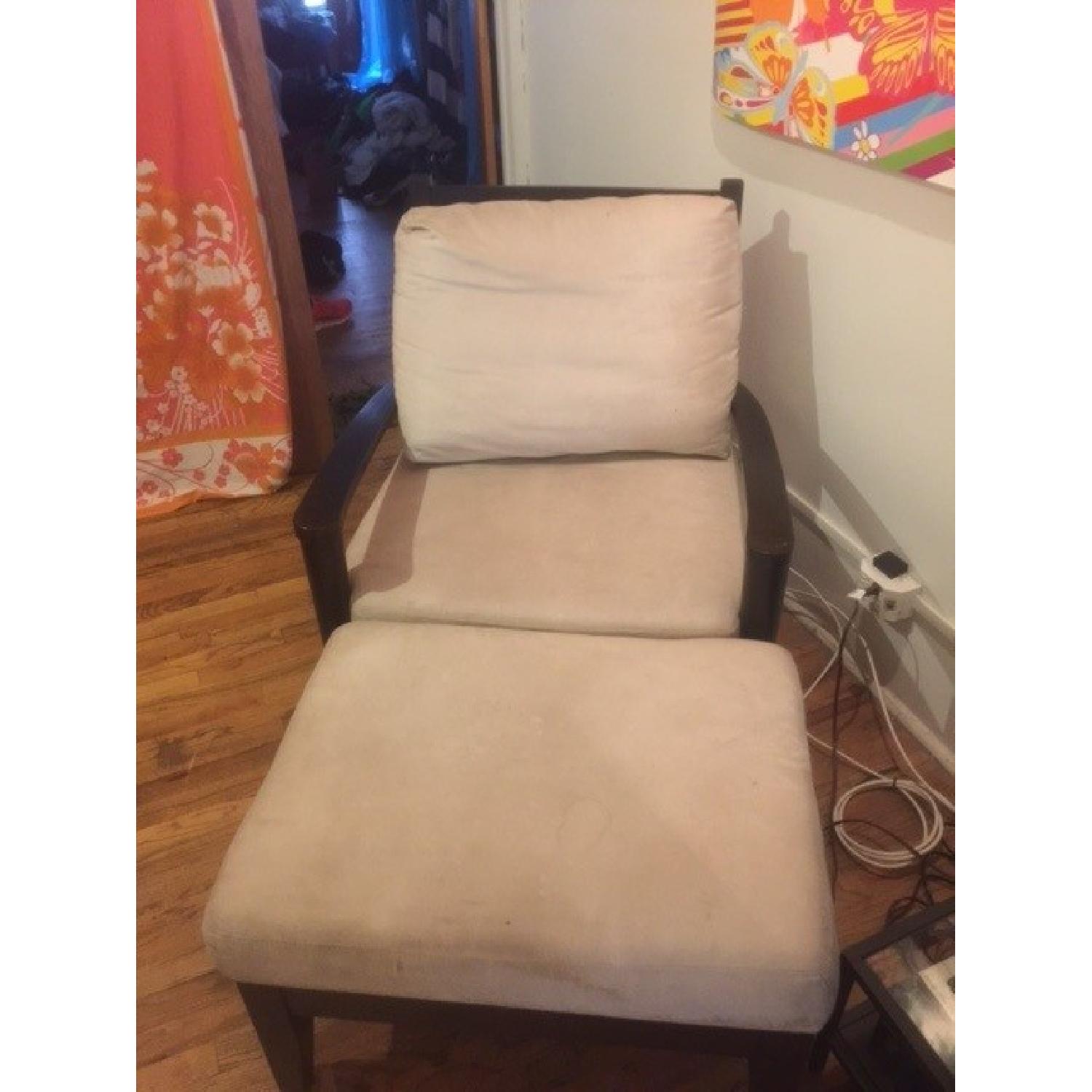 Microsuede Arm Chair with Ottoman - image-1