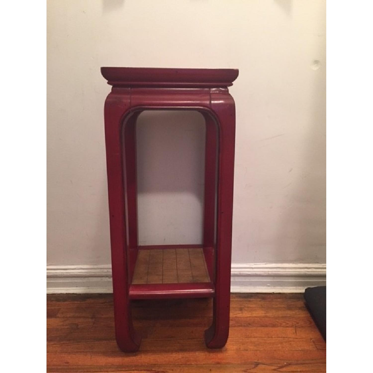 Red Wooden Chinese Table with Caning - image-4