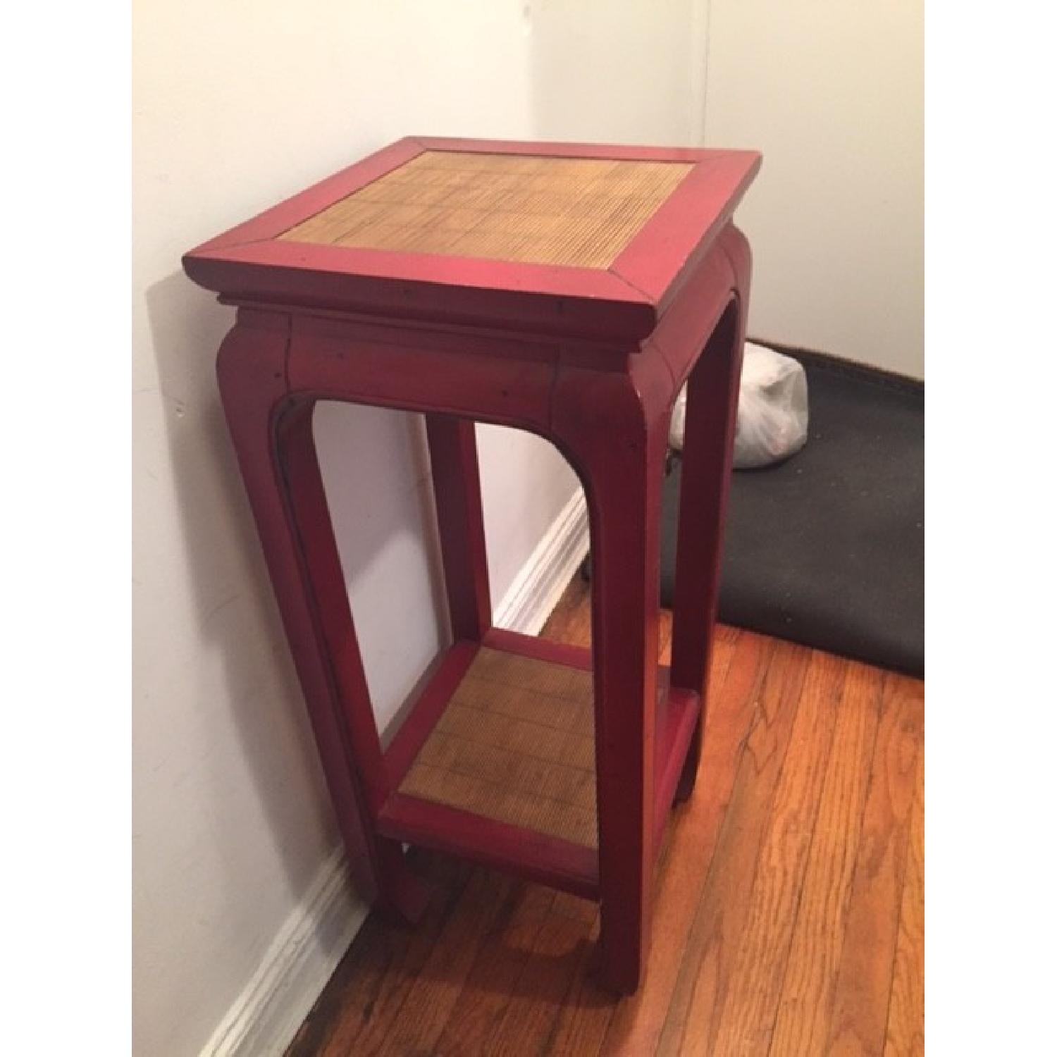 Red Wooden Chinese Table with Caning - image-5
