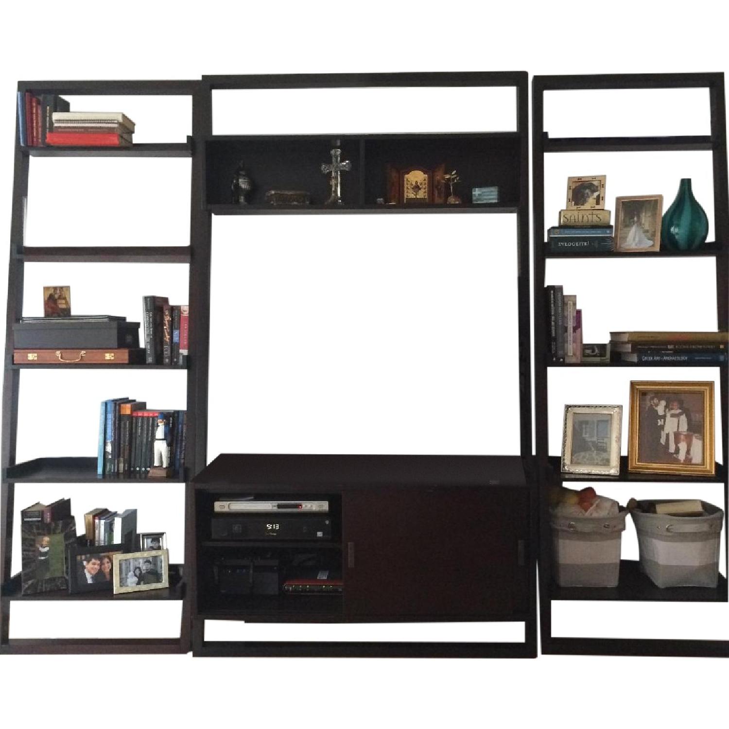 Crate & Barrel Dark Wood Entertainment Center - image-0