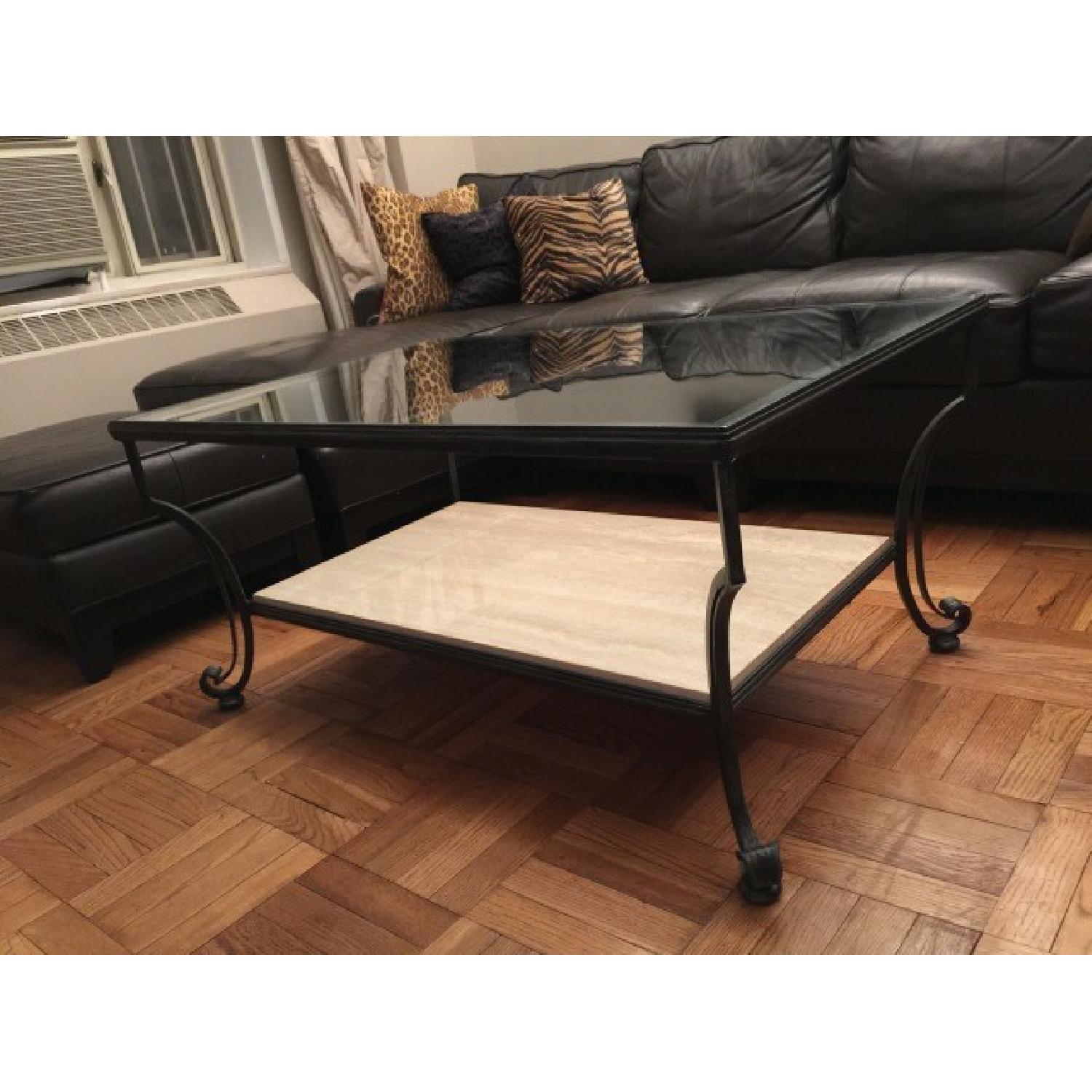 Domain Wrought Iron/Glass & Marble Coffee Table - image-4