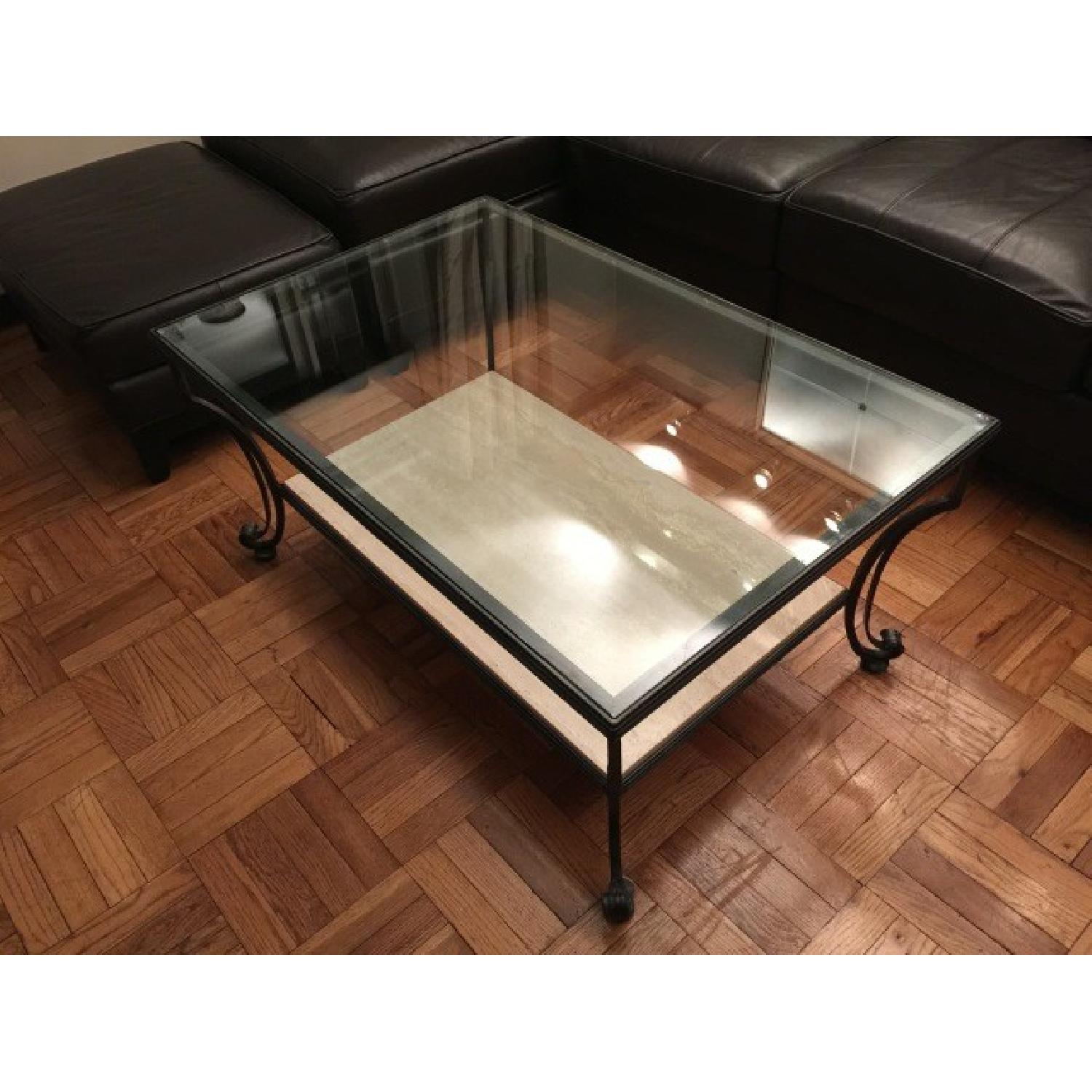 Domain Wrought Iron/Glass & Marble Coffee Table - image-6