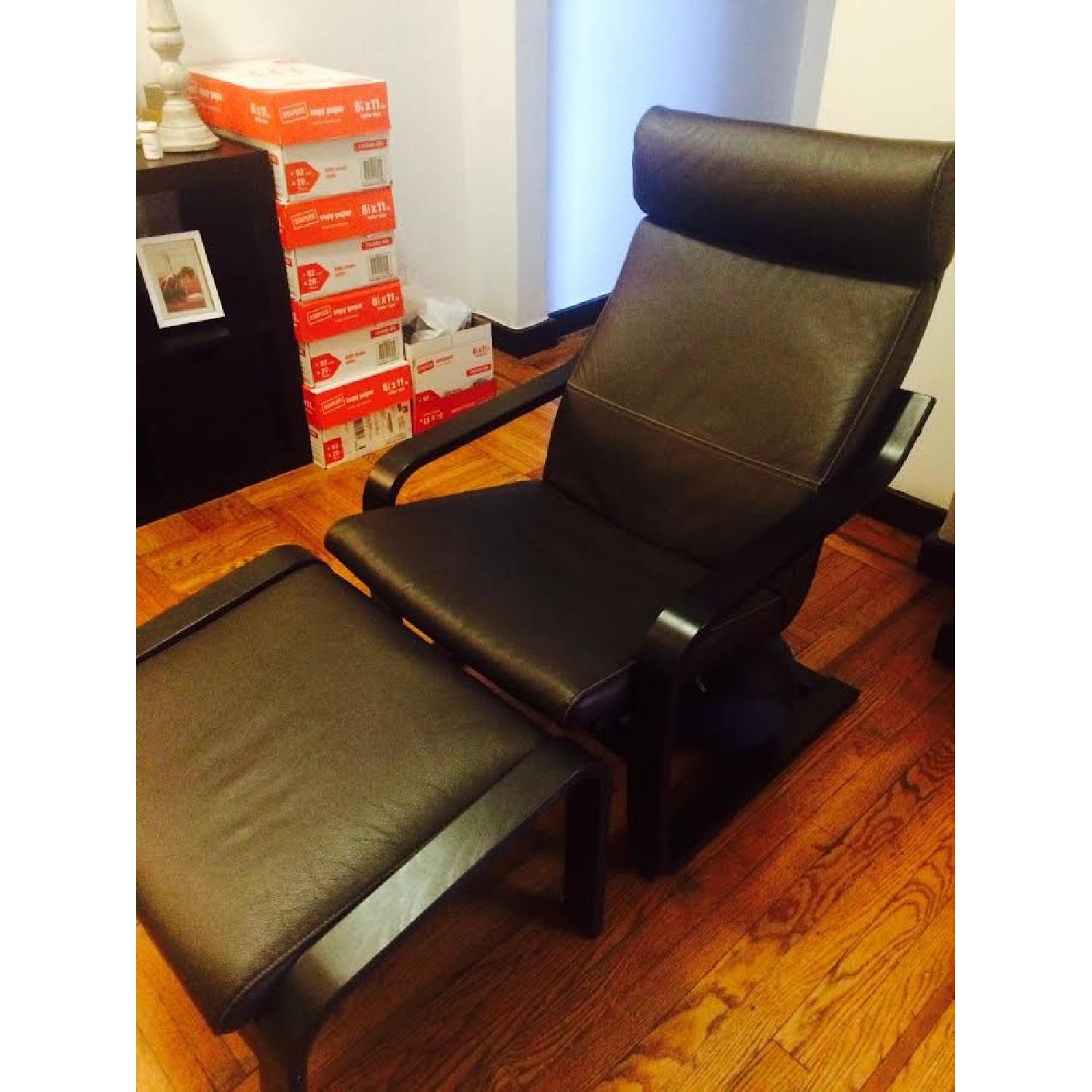 Ikea Leather Chair + Footstool - image-3