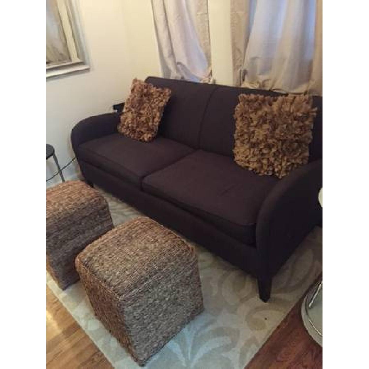 West Elm Wicker Ottomans - Set of 2 - image-1