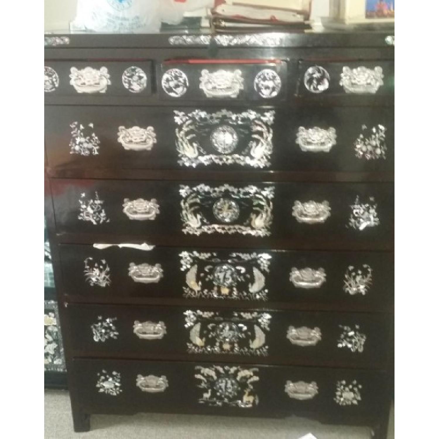 Korean Lacquer Inlaid with Mother of Pearl Dresser - image-1