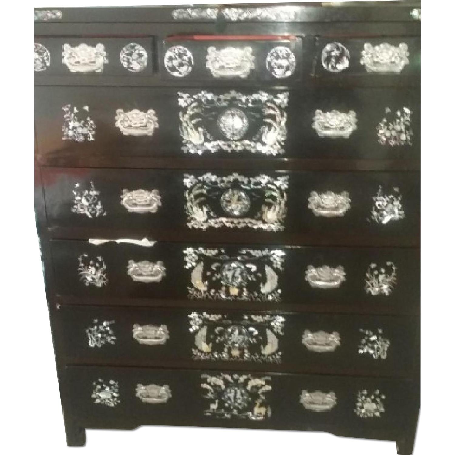 Korean Lacquer Inlaid with Mother of Pearl Dresser - image-0