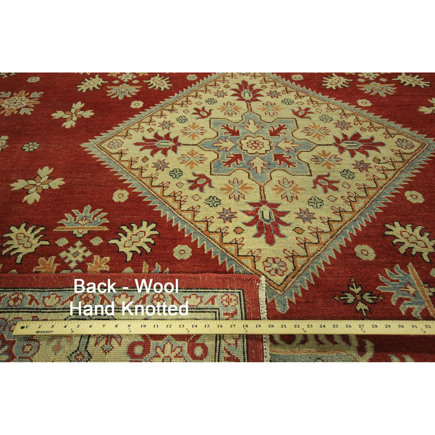 Manhattan Rugs Diamond Motif Floral Red Super Kazak Hand Knotted Wool Area Rug - image-4