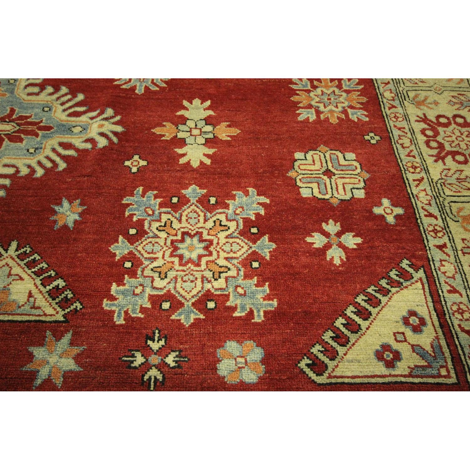 Manhattan Rugs Diamond Motif Floral Red Super Kazak Hand Knotted Wool Area Rug - image-10