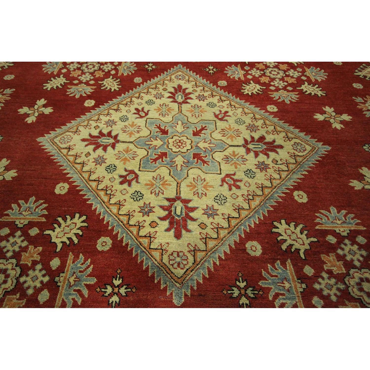 Manhattan Rugs Diamond Motif Floral Red Super Kazak Hand Knotted Wool Area Rug - image-12