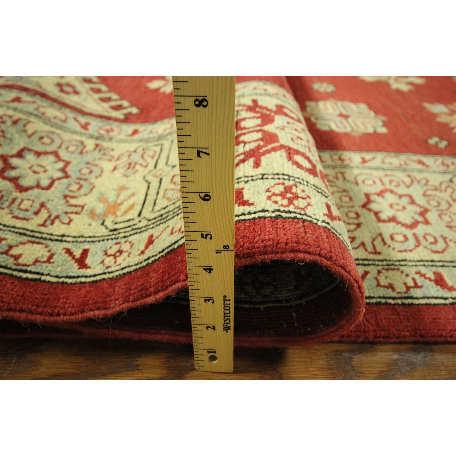 Manhattan Rugs Diamond Motif Floral Red Super Kazak Hand Knotted Wool Area Rug - image-13