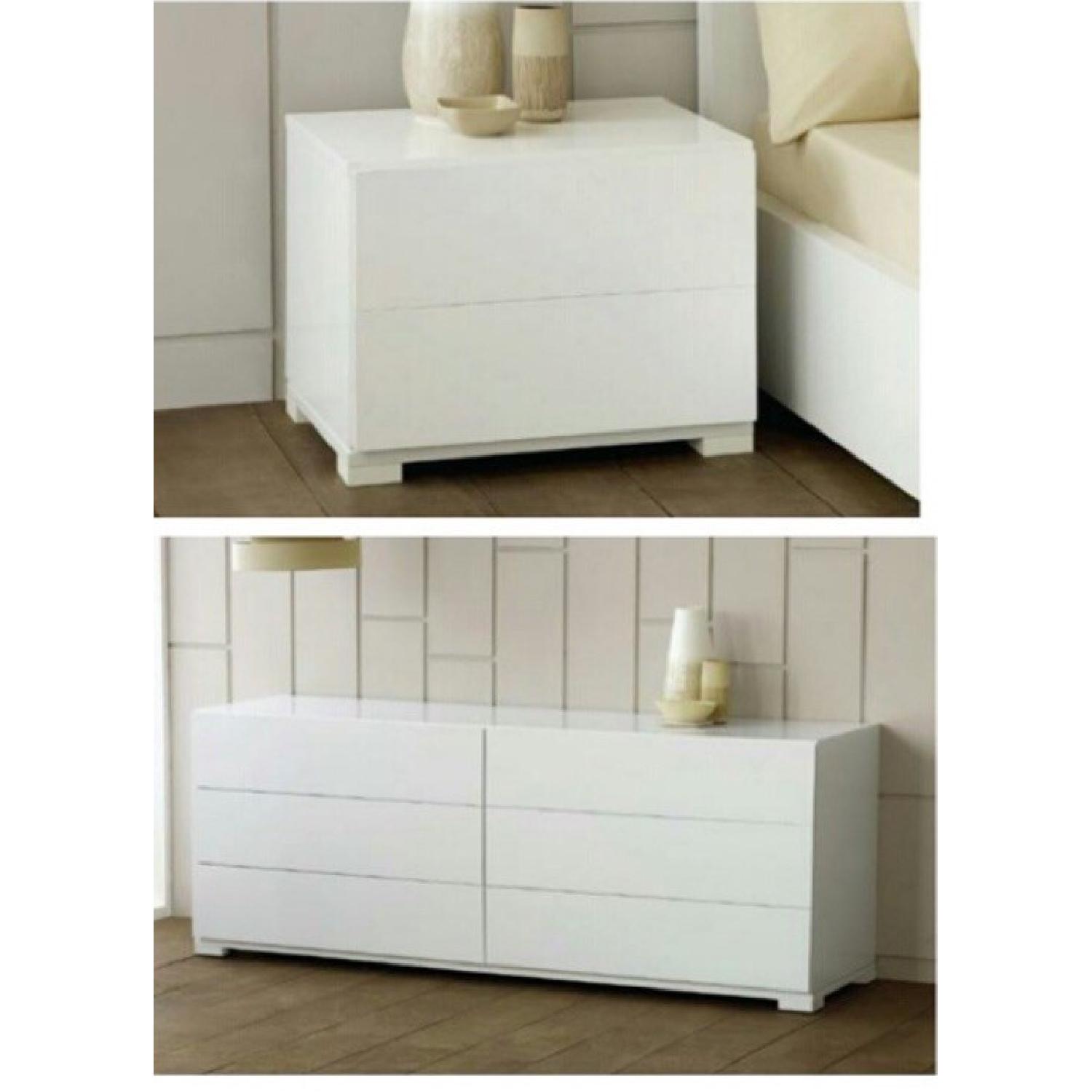 White Lacquer Nightstand + Dresser - image-1