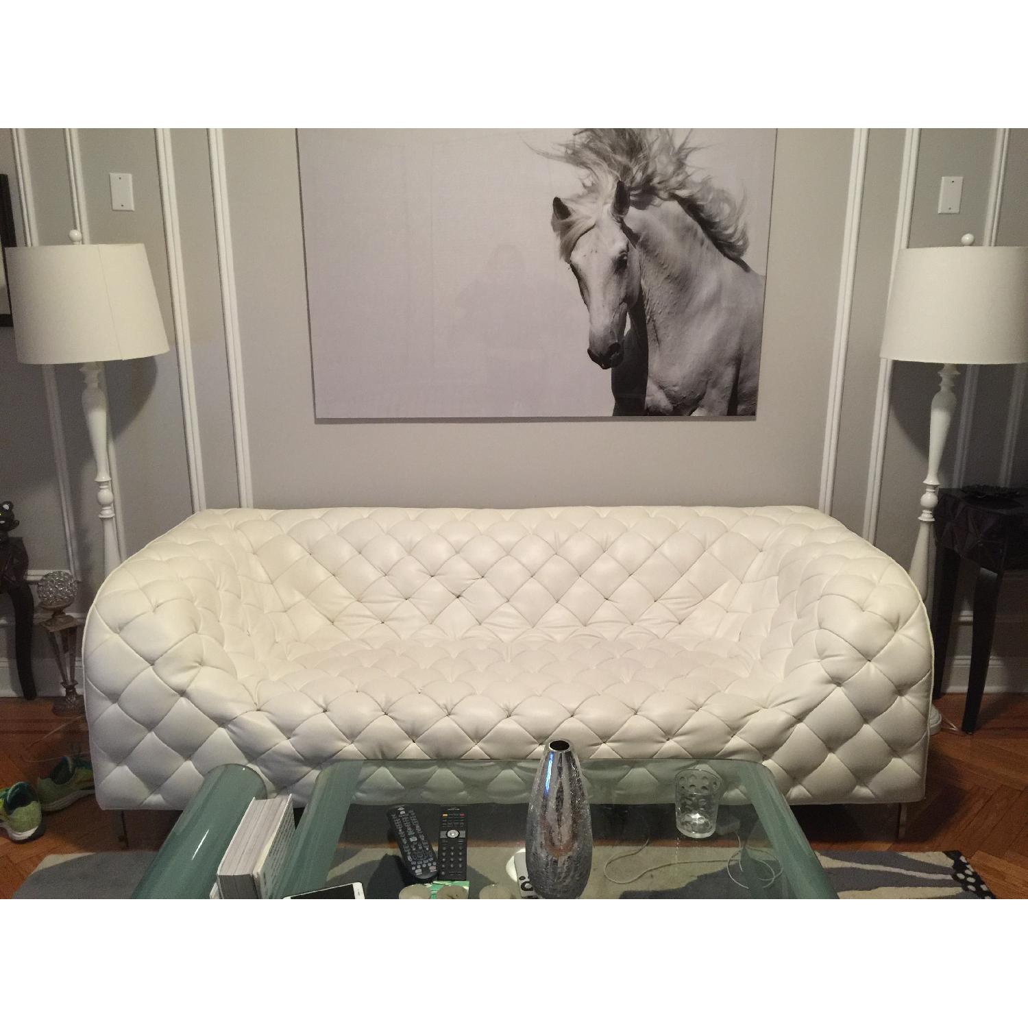 Zuo Modern White Leather Sofa - image-1