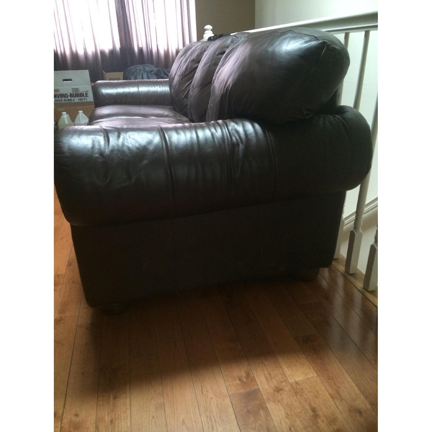 Leather 3 Seater Sofa + Single Seater w/ Ottoman - image-2