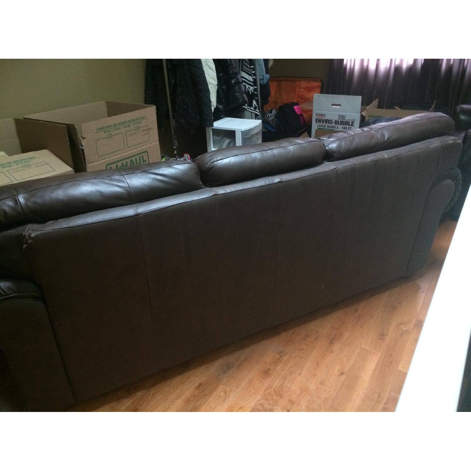 Leather 3 Seater Sofa + Single Seater w/ Ottoman - image-3