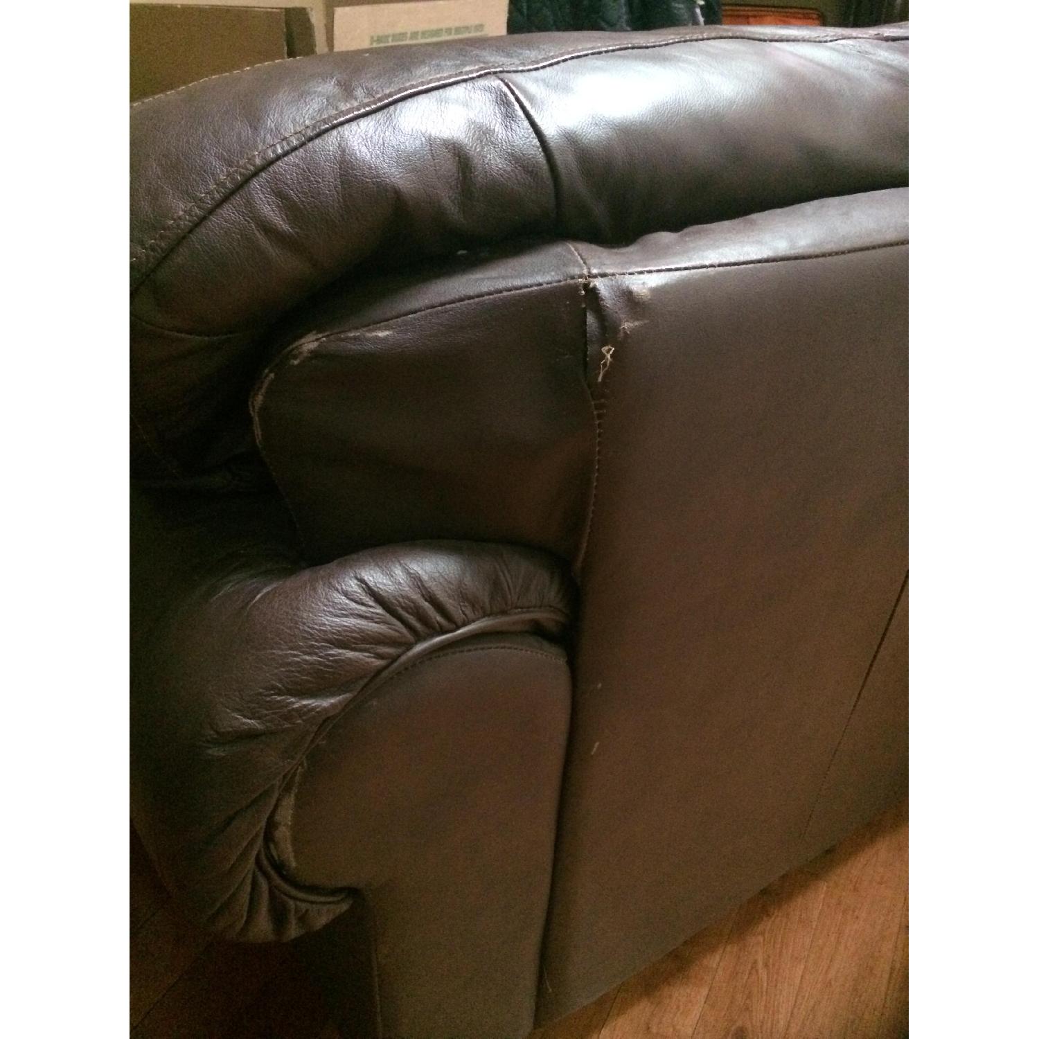 Leather 3 Seater Sofa + Single Seater w/ Ottoman - image-6
