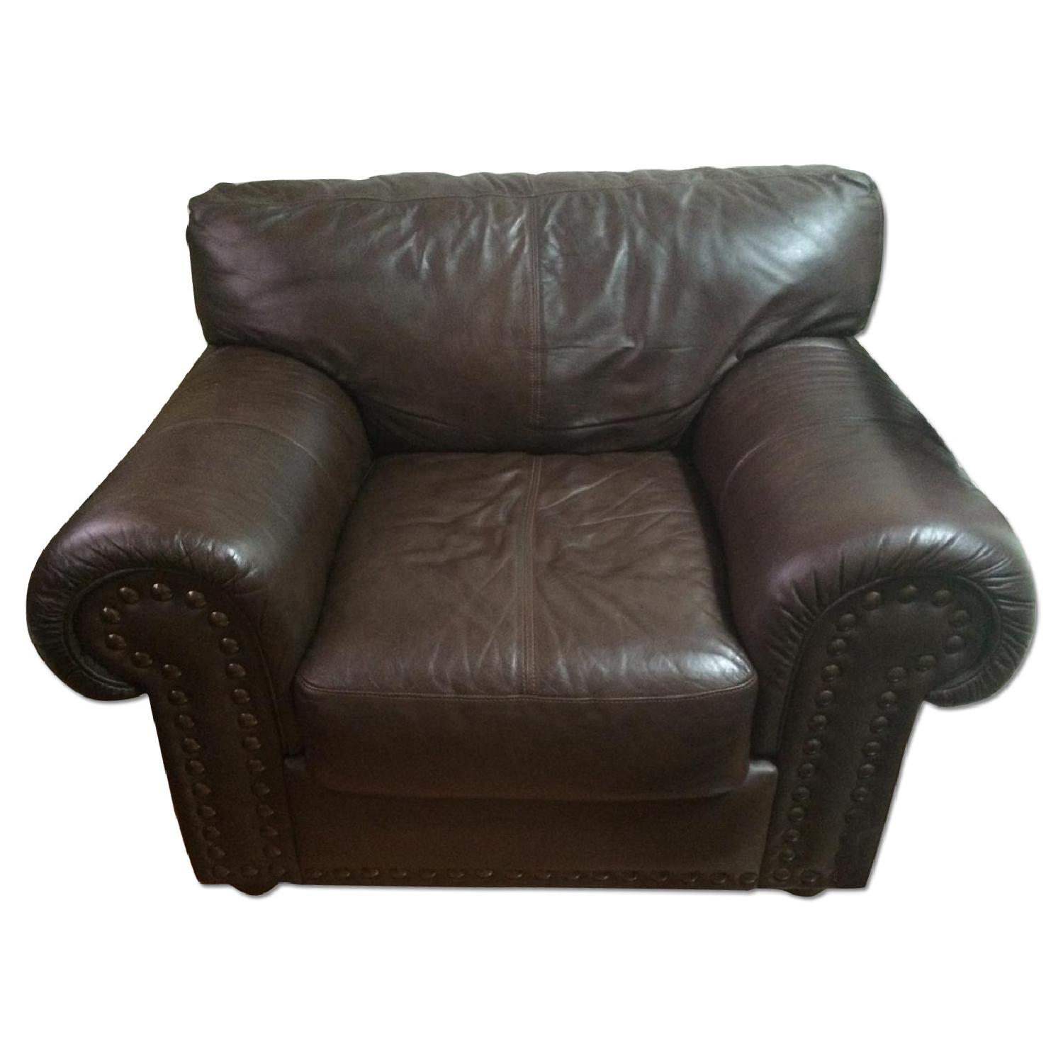 Leather 3 Seater Sofa + Single Seater w/ Ottoman - image-9