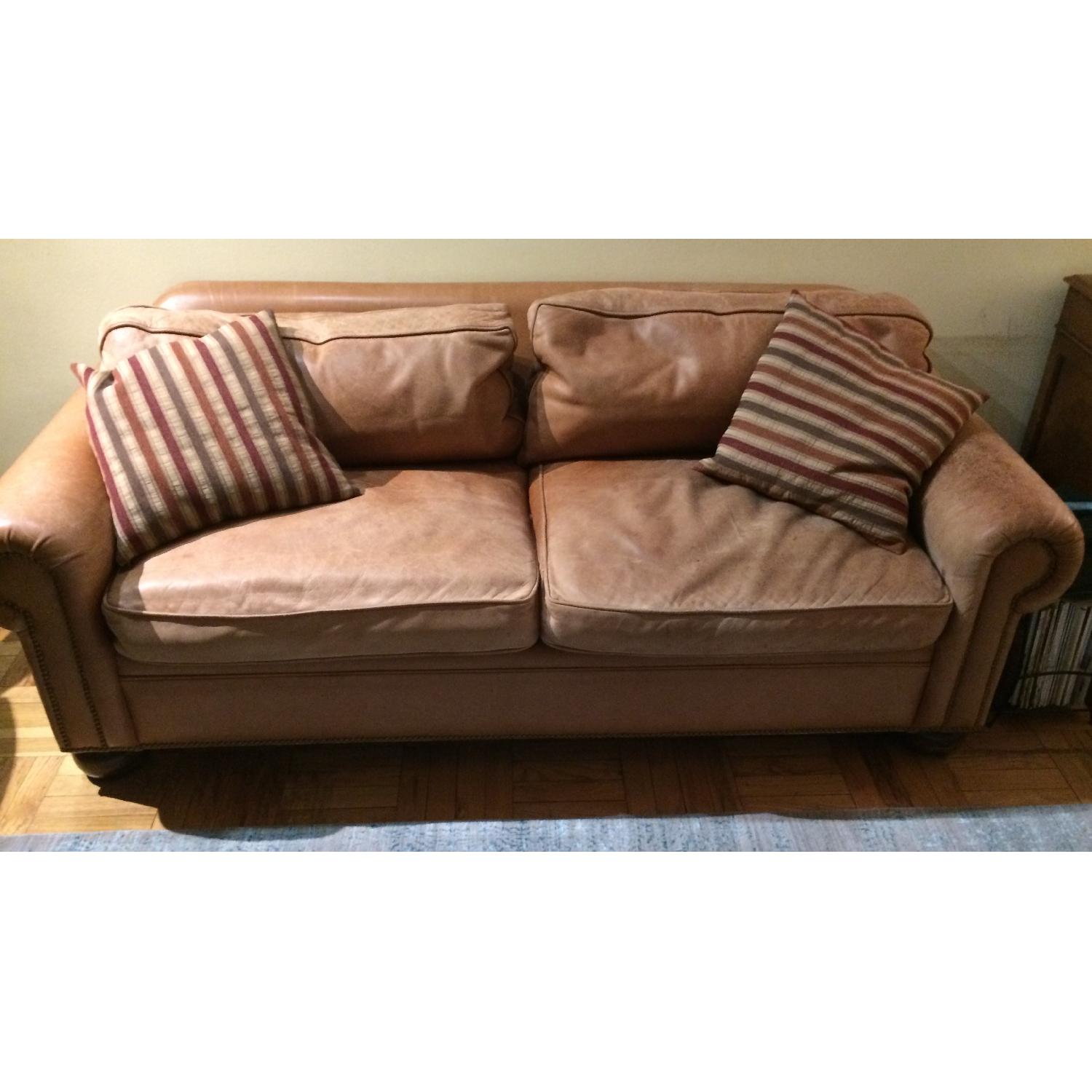 Avery Boardman Full Leather Sleeper Sofa - image-5