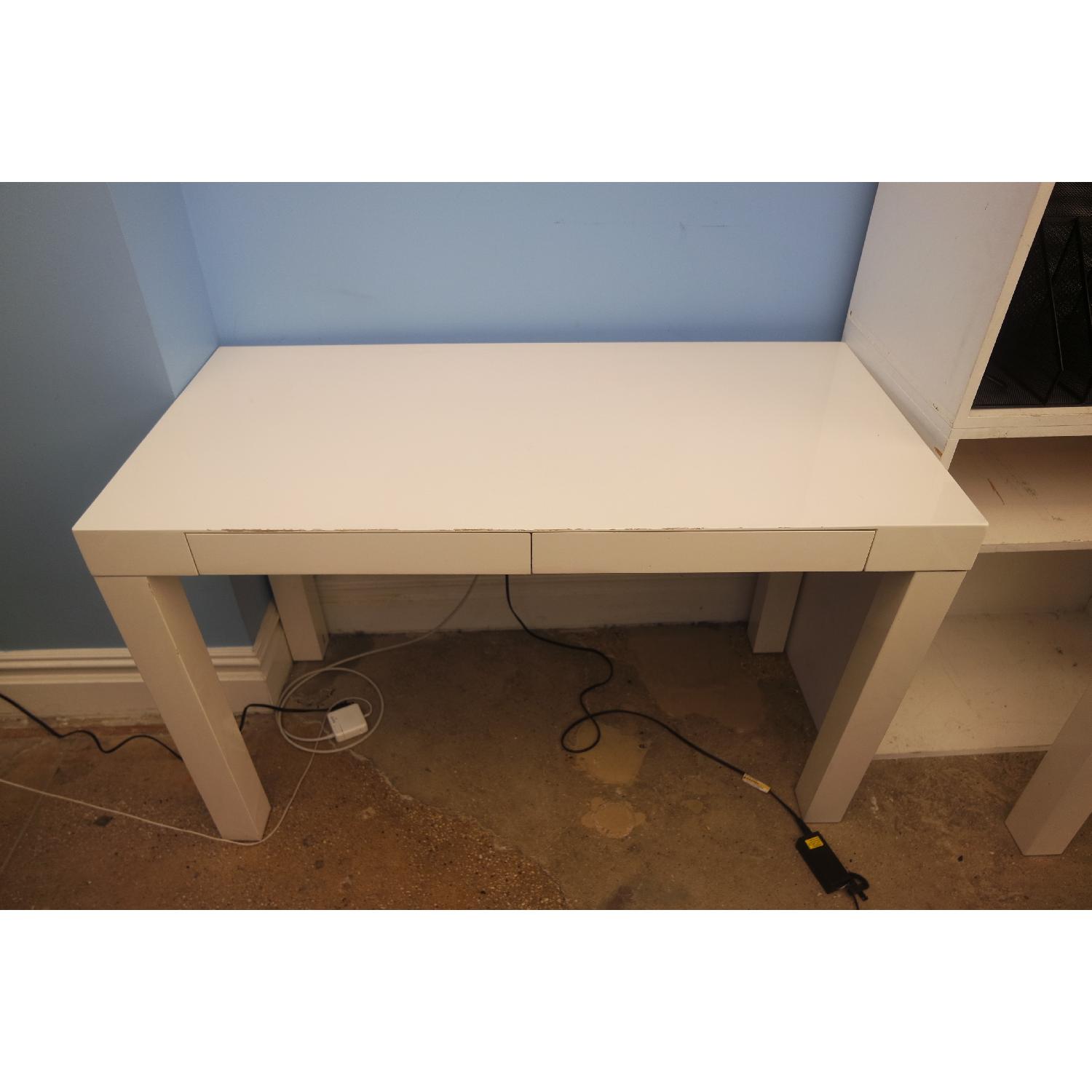 West Elm Parsons Desk in White Lacquer AptDeco