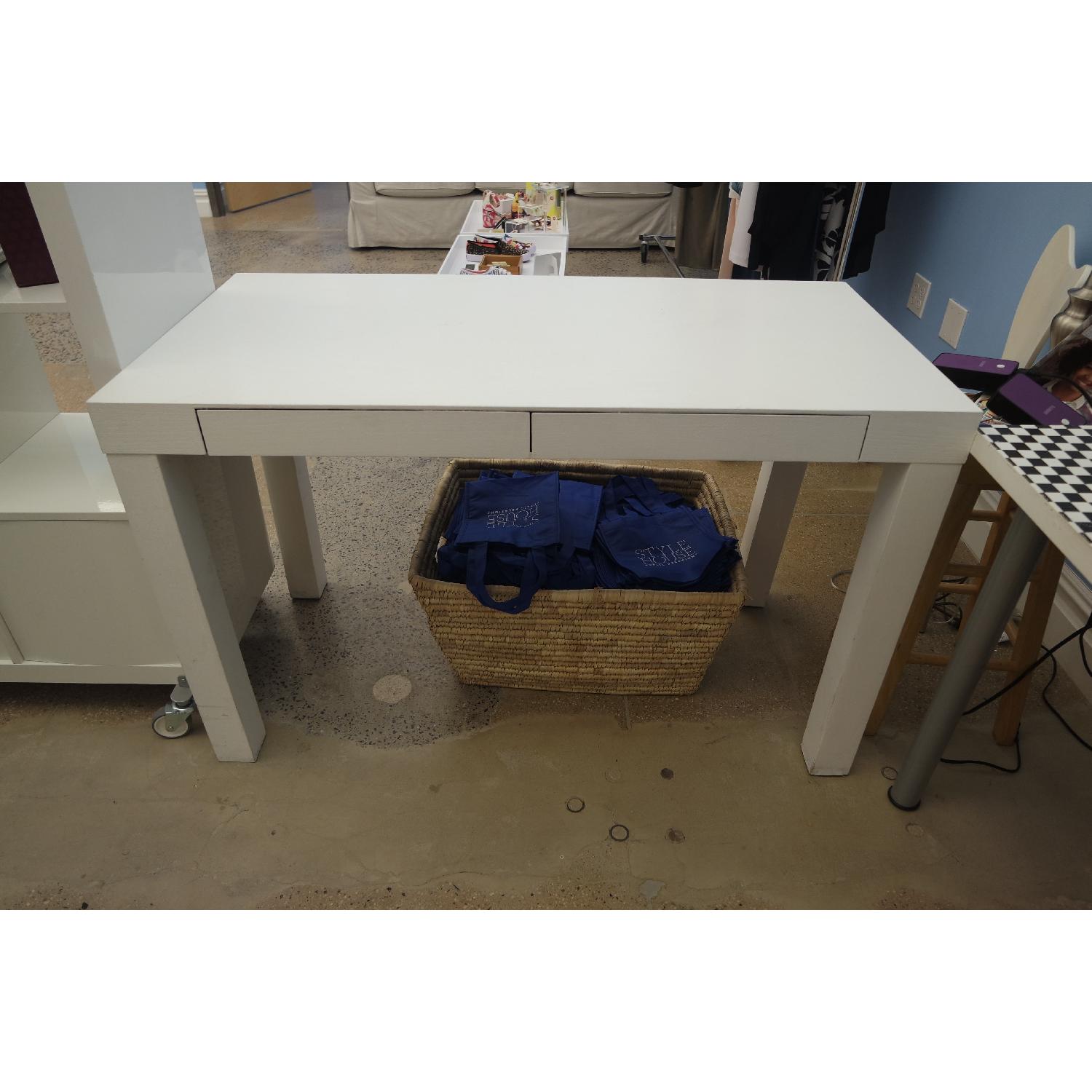 West Elm Parsons Desk Painted White - image-2
