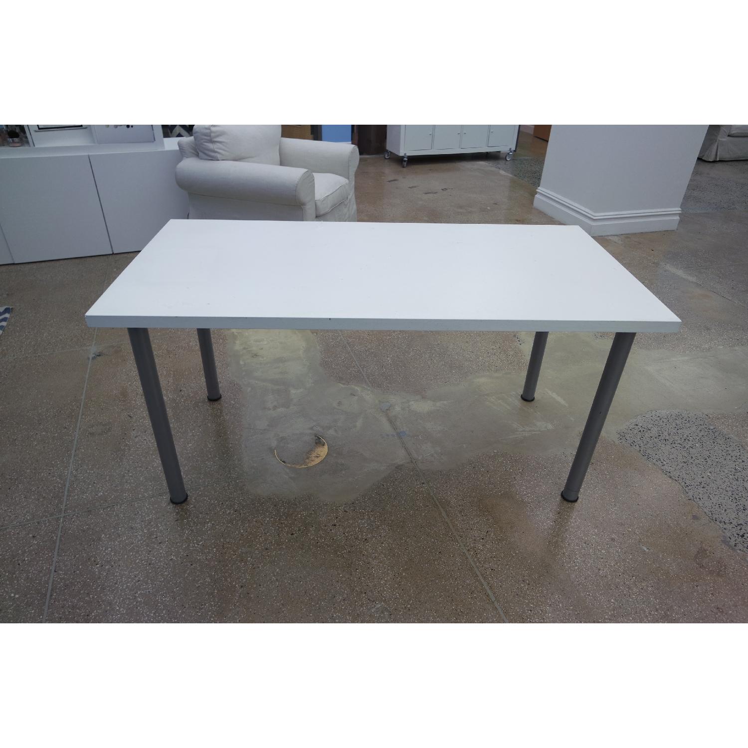Painted White Desk Table with Metal Legs - image-1