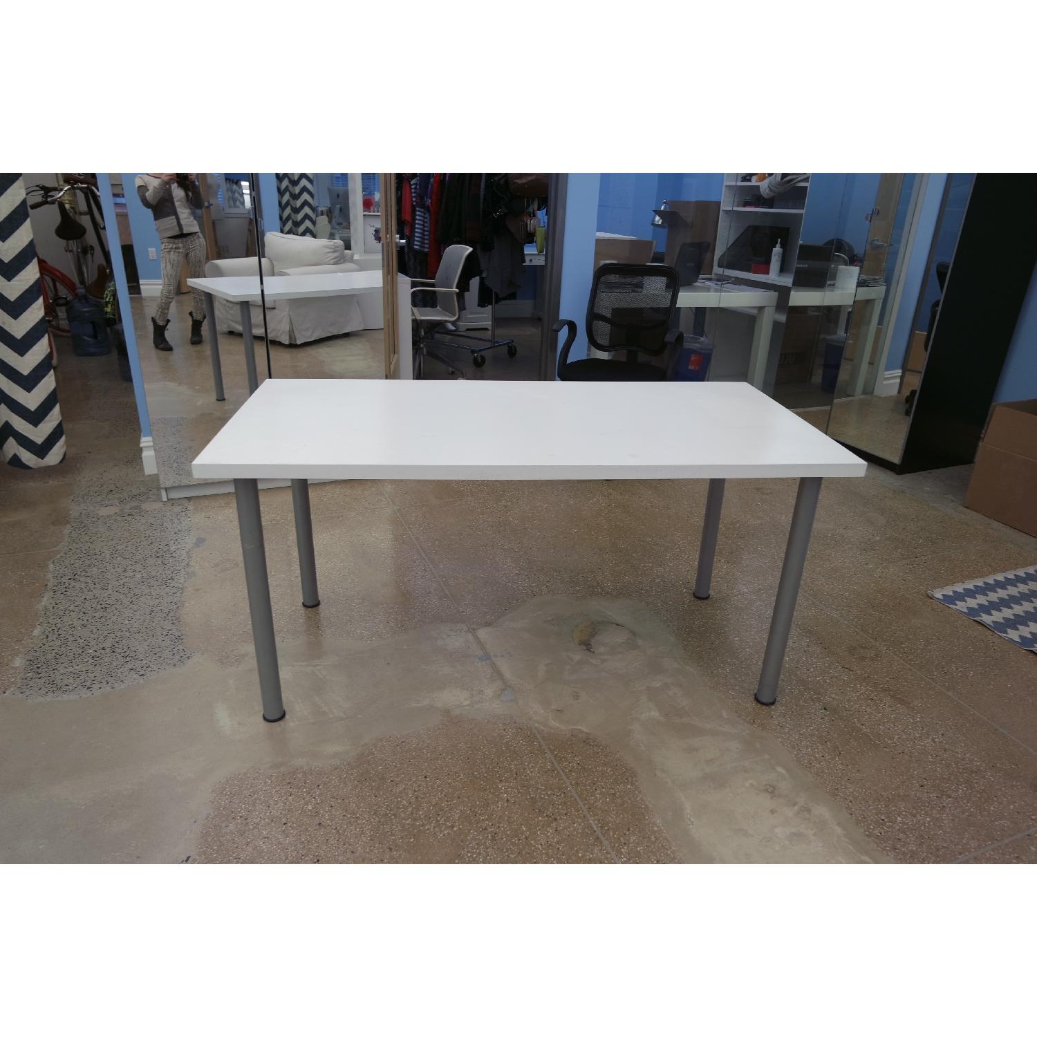 Painted White Desk Table with Metal Legs - image-2