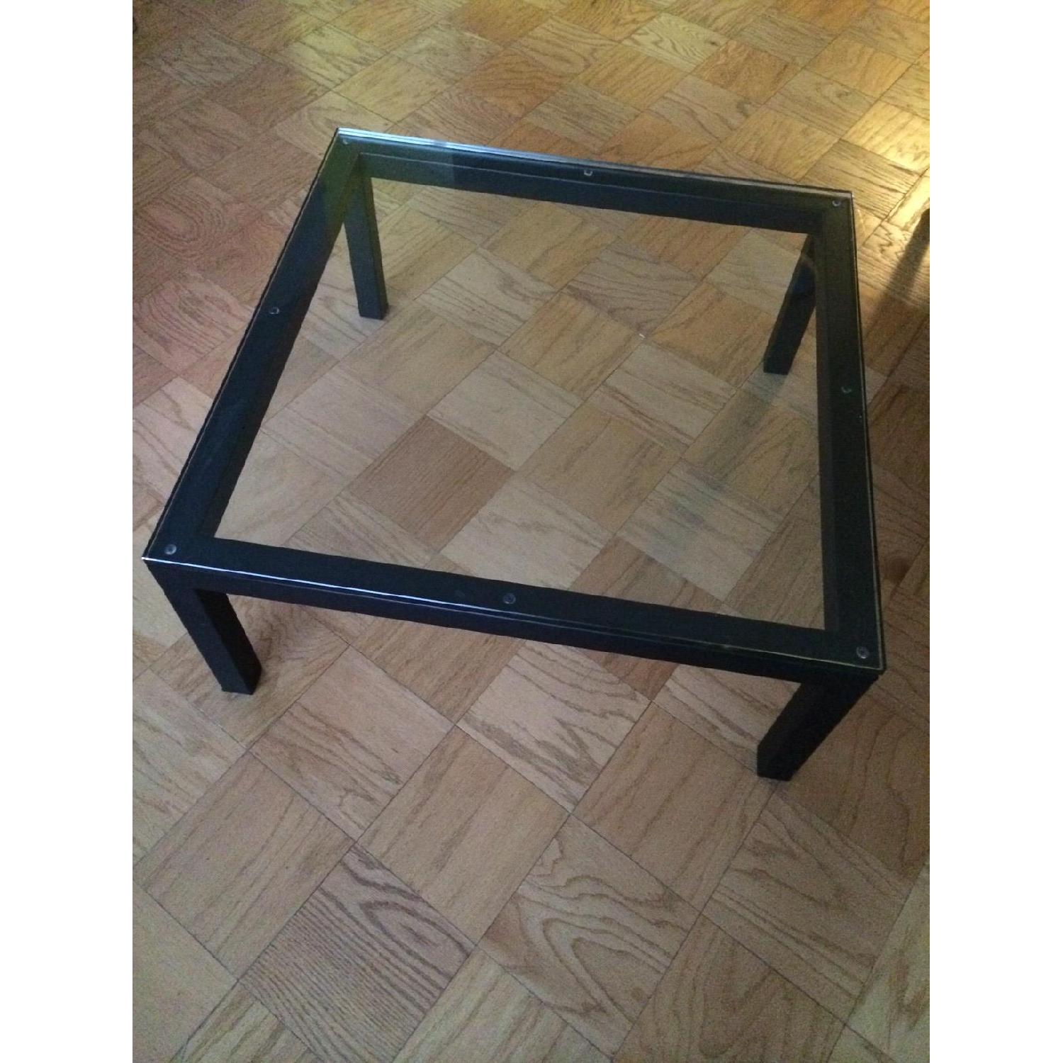 Crate & Barrel Parsons Square Clear Glass Top Coffee Table - image-1