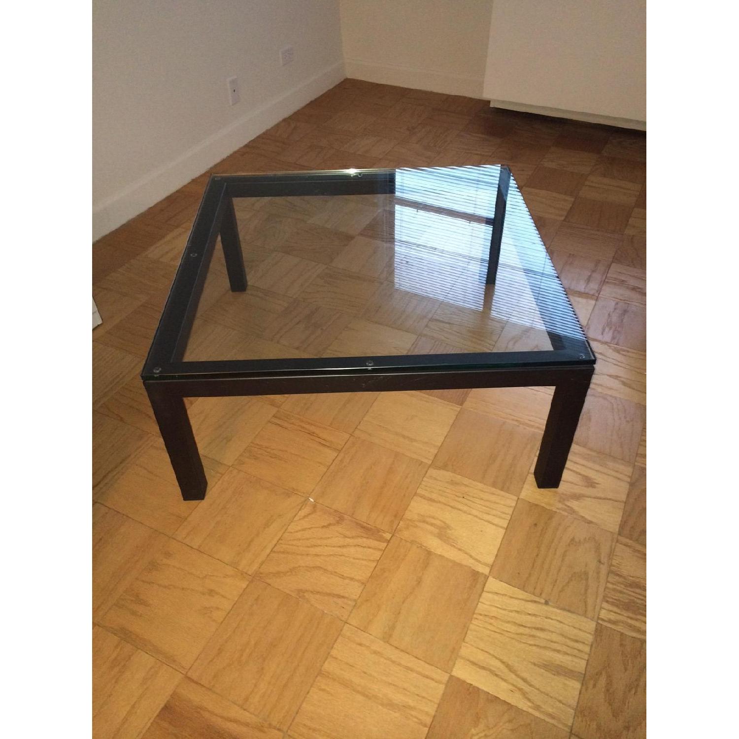 Crate & Barrel Parsons Square Clear Glass Top Coffee Table - image-2