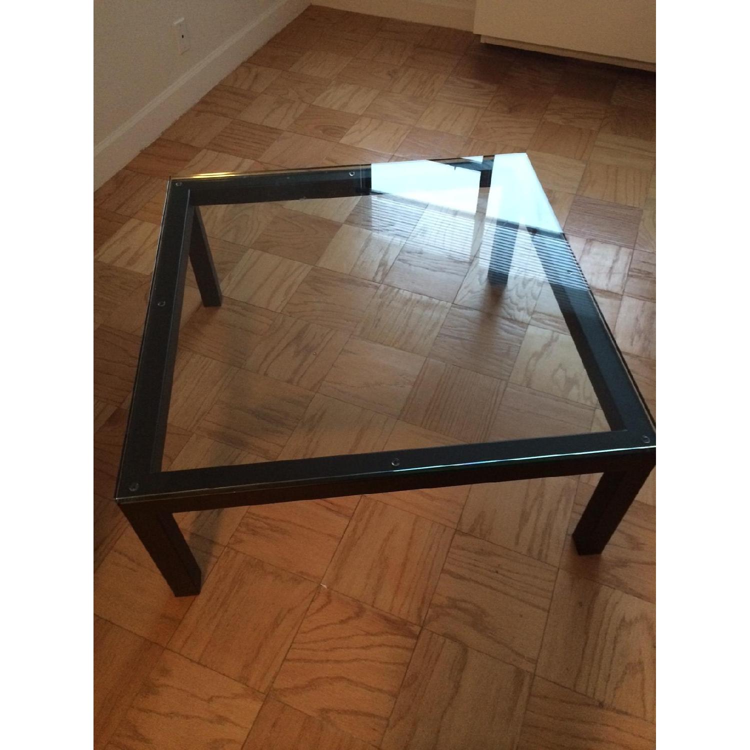 Crate & Barrel Parsons Square Clear Glass Top Coffee Table - image-3