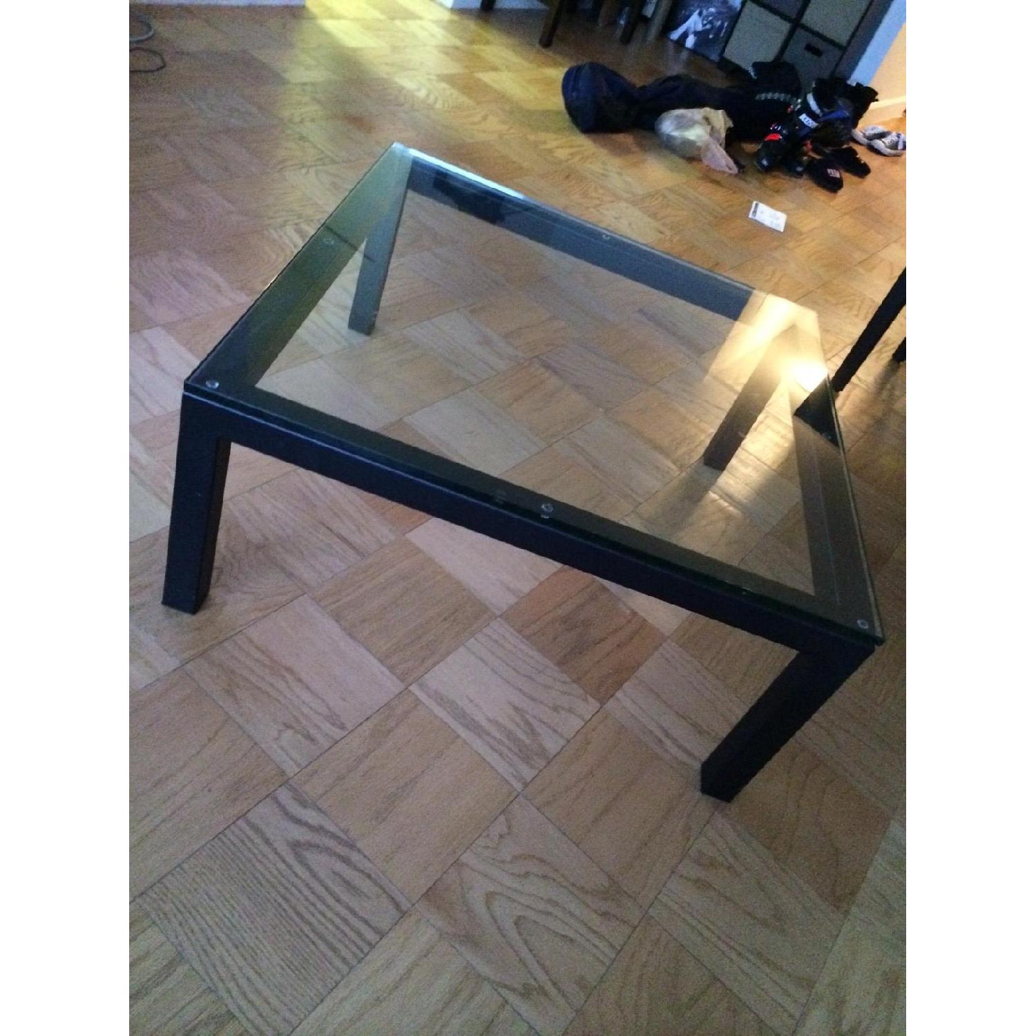 Crate & Barrel Parsons Square Clear Glass Top Coffee Table - image-4