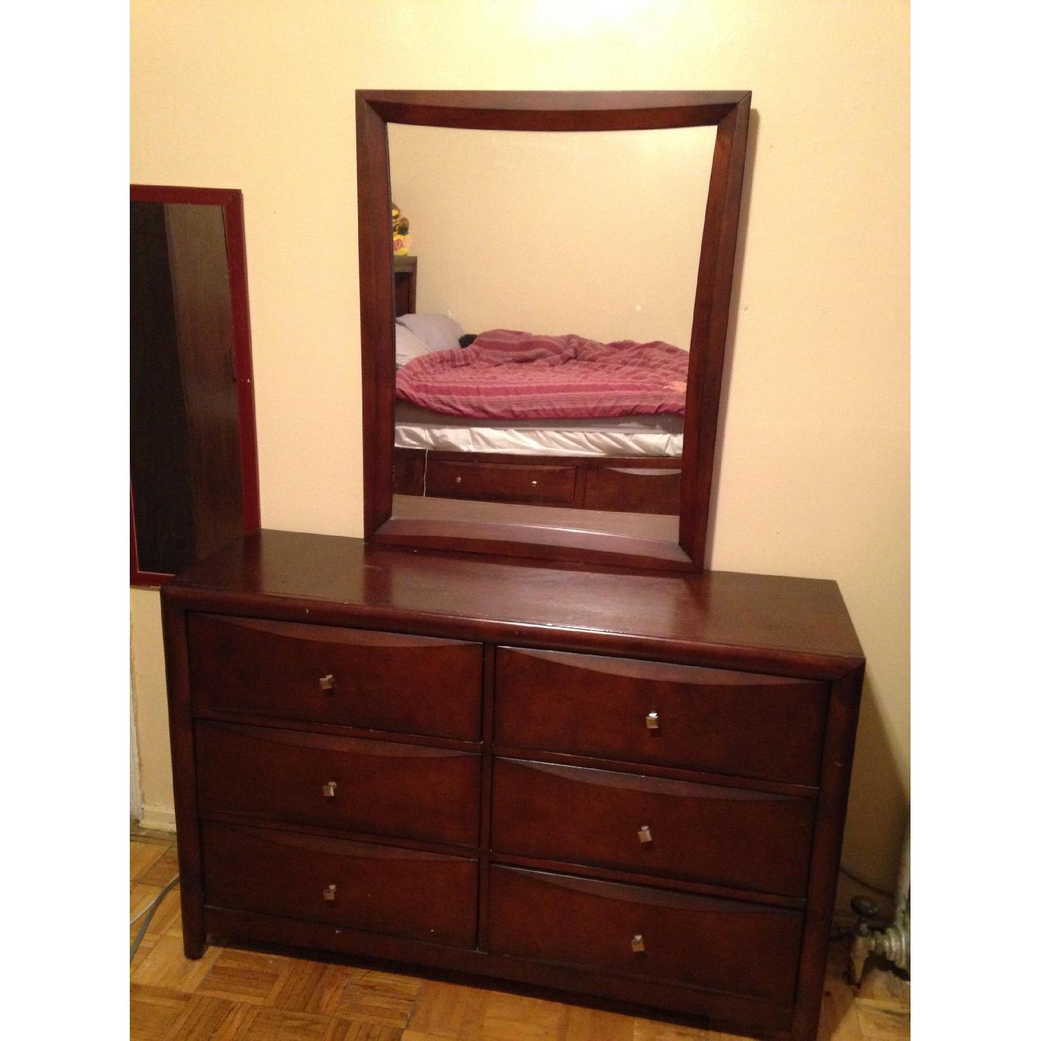 Wood Dresser w/ Mirror - image-1