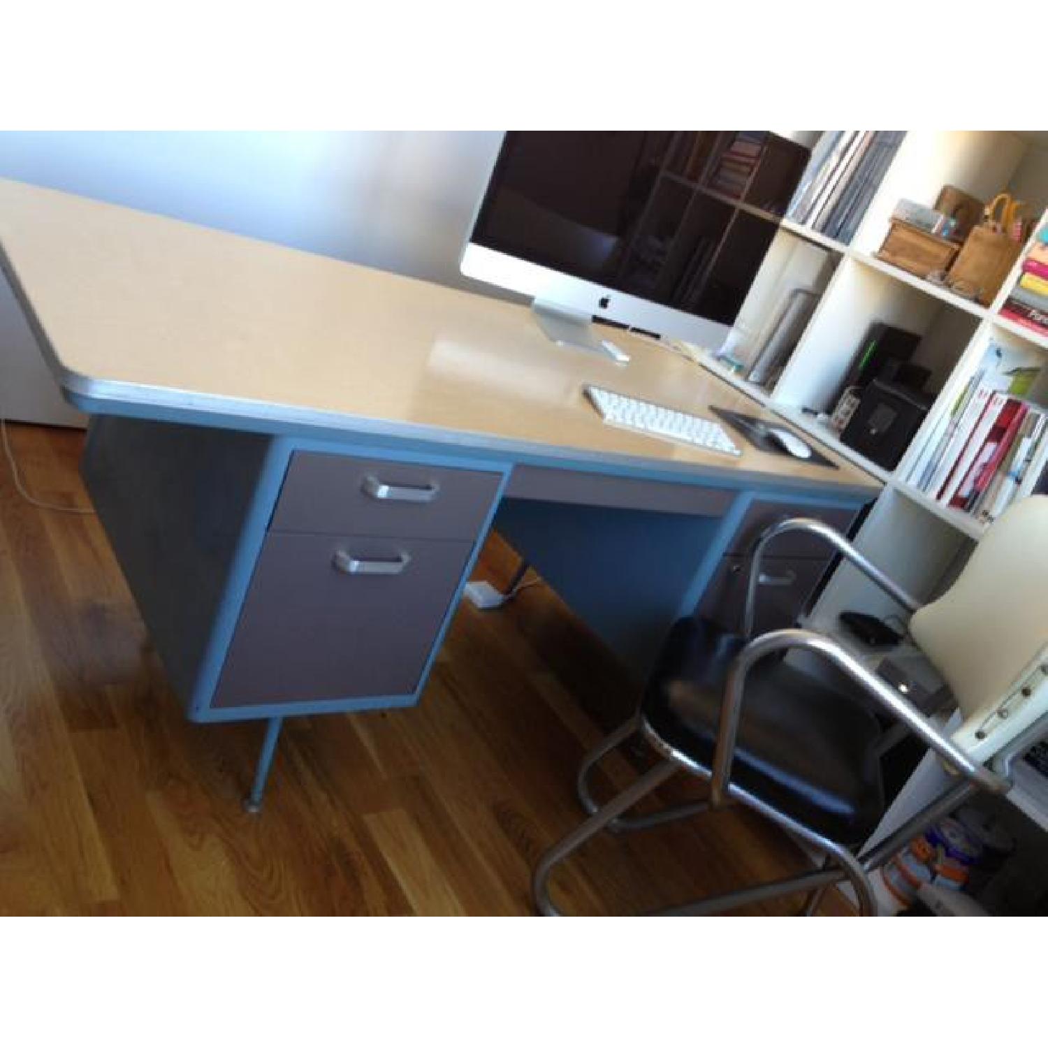 Vintage American Seating Amerex Steel Tanker Desk - image-2