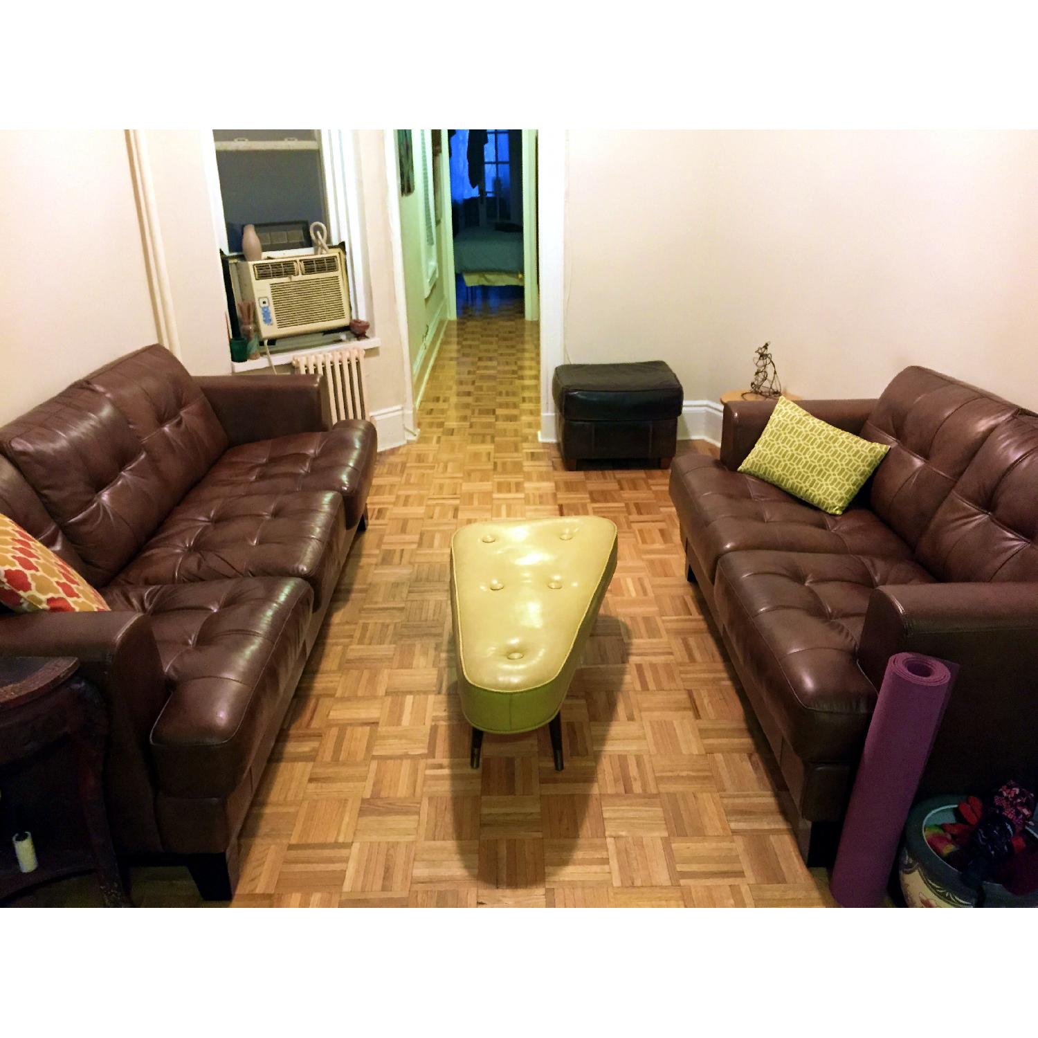 Brown Leather Sofa + Loveseat Set - image-4