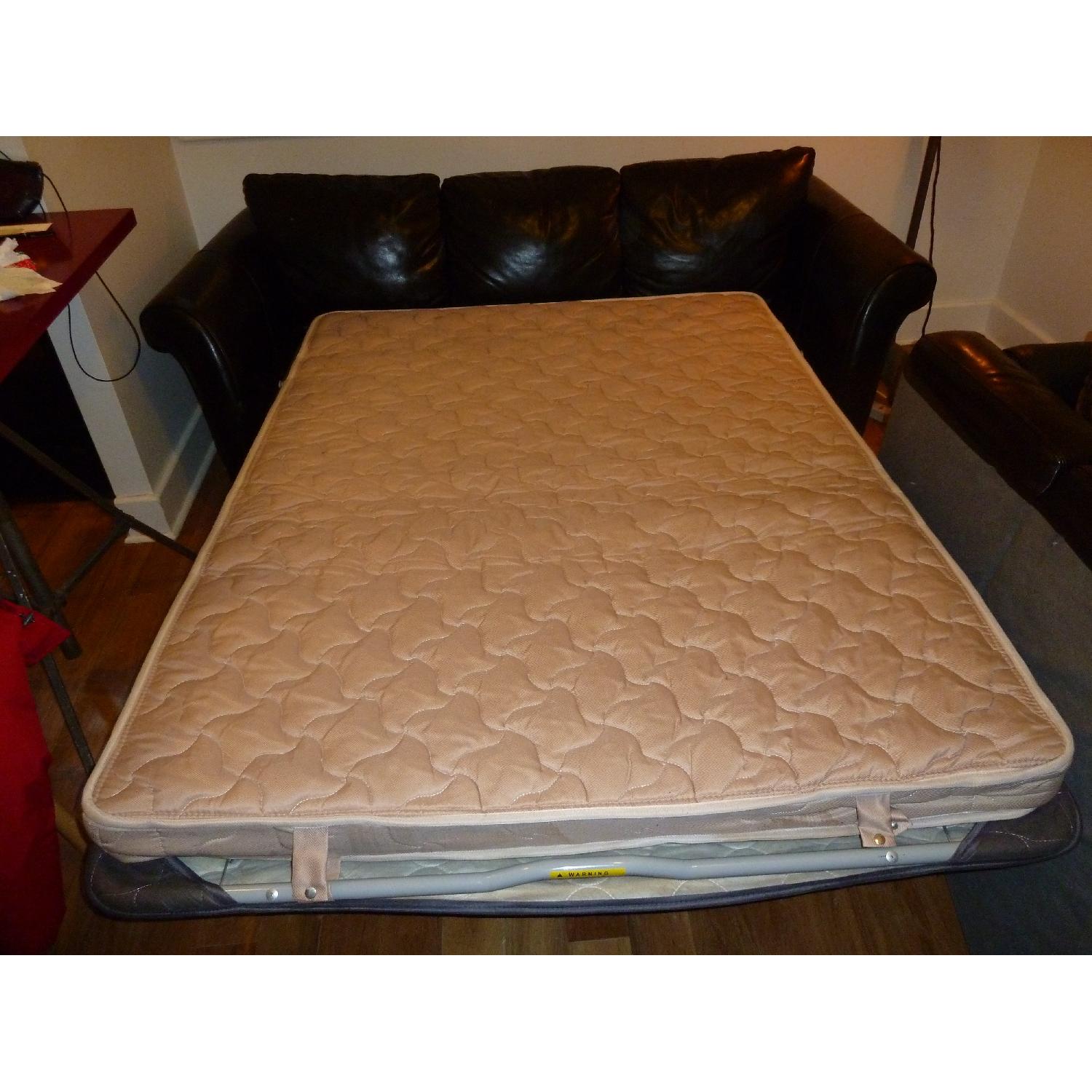 Natuzzi Italsofa Chocolate Brown Leather Sleeper Sofa - image-4