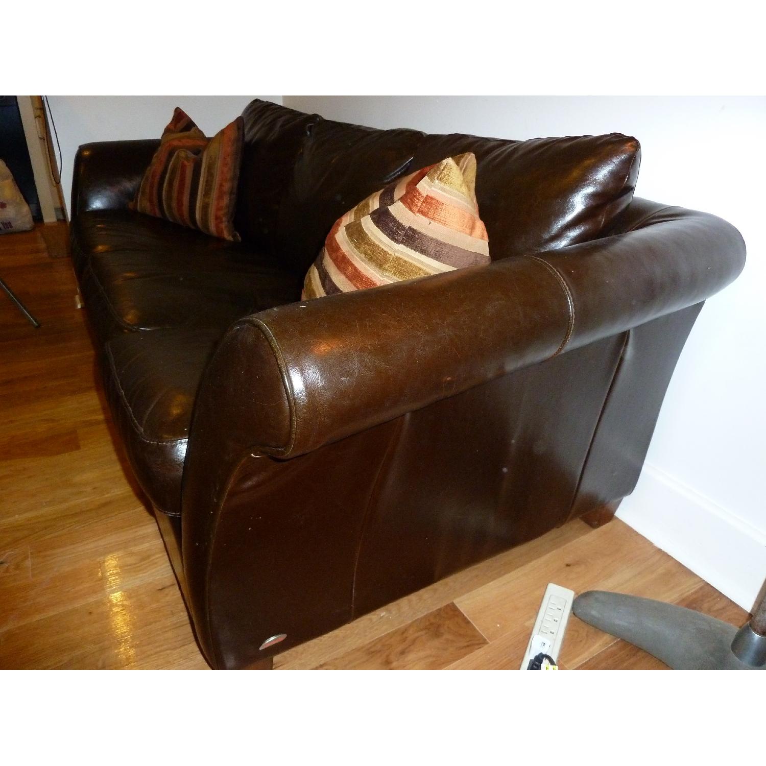 Natuzzi Italsofa Chocolate Brown Leather Sleeper Sofa - image-5