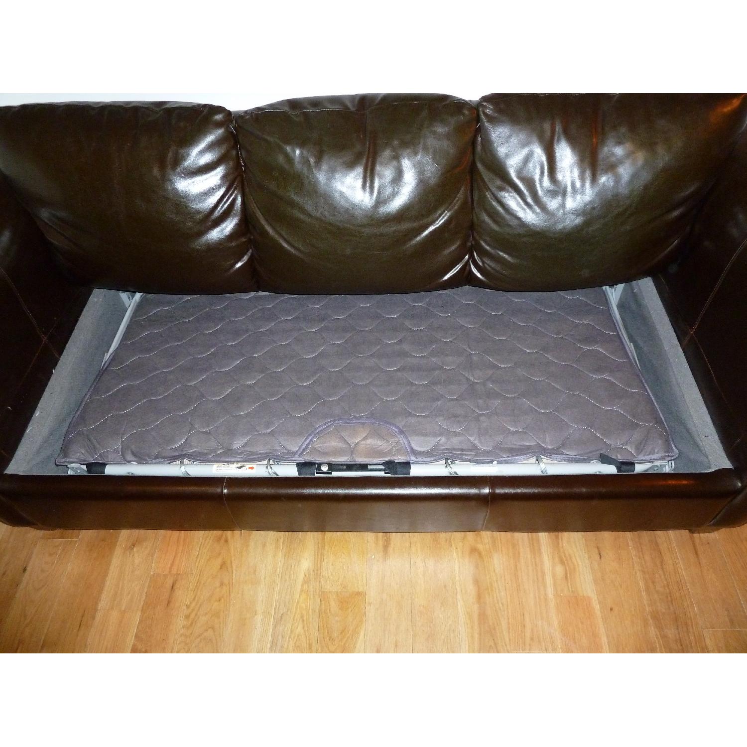 Natuzzi Italsofa Chocolate Brown Leather Sleeper Sofa - image-7