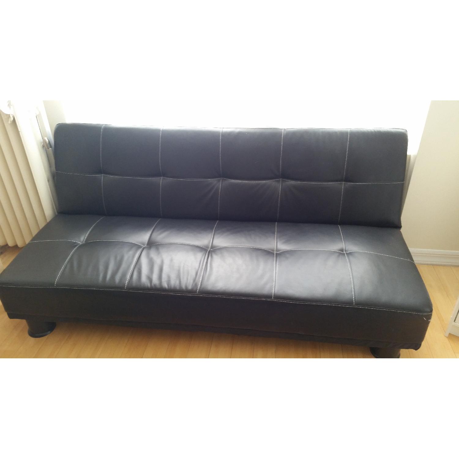 Vinyl Black Foldable Futon - image-1