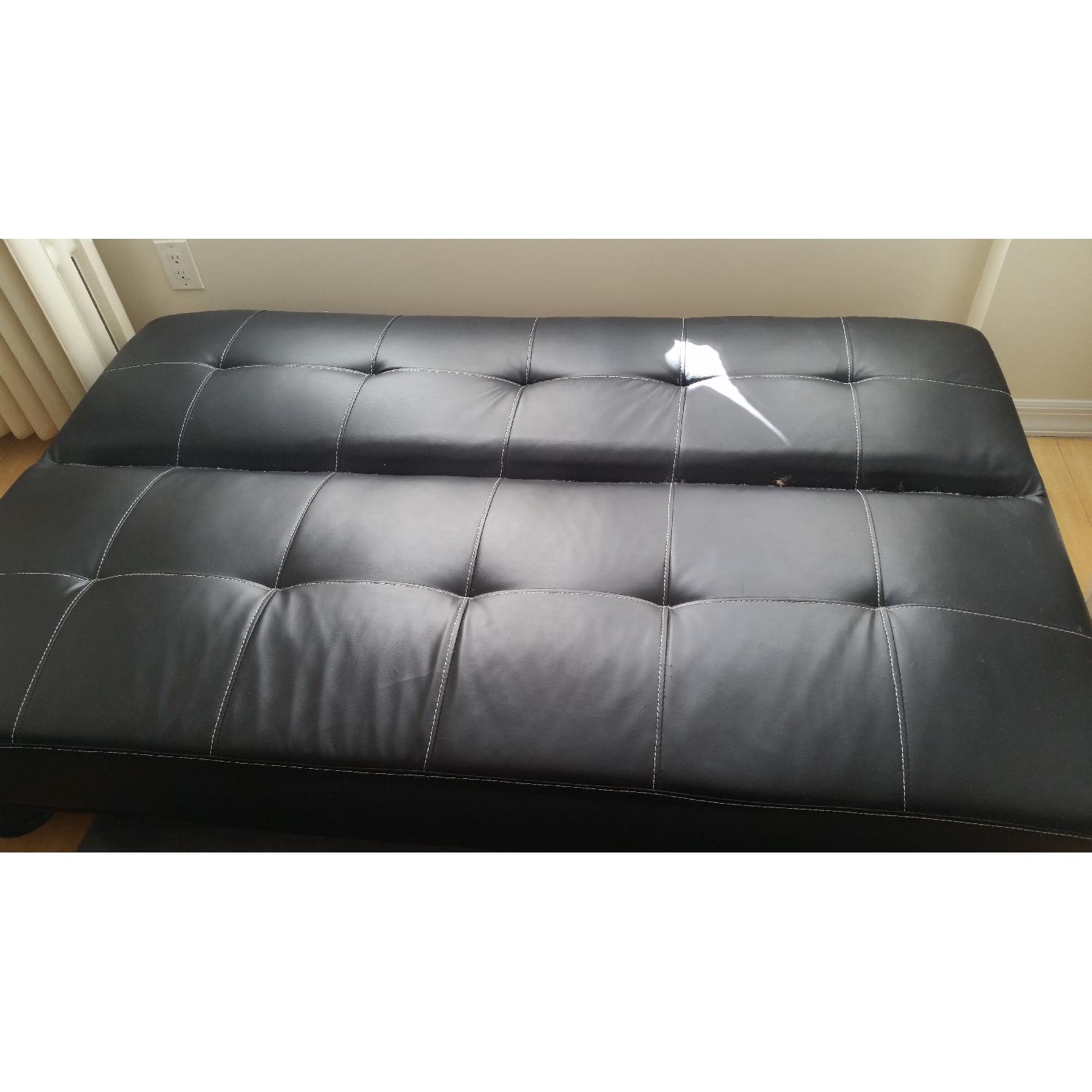 Vinyl Black Foldable Futon - image-2