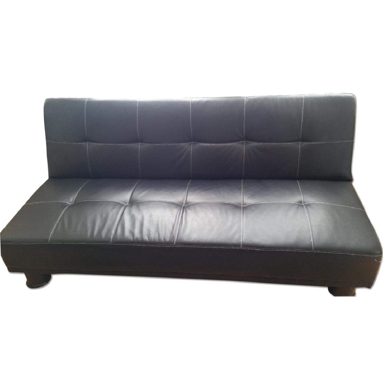 Vinyl Black Foldable Futon AptDeco