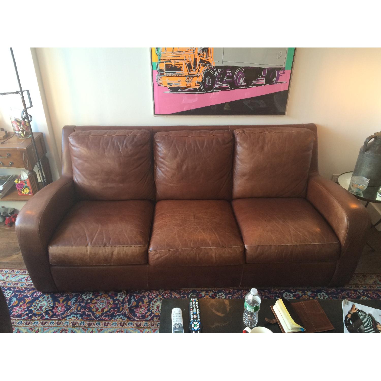 Crate & Barrel Leather Sofa - image-1