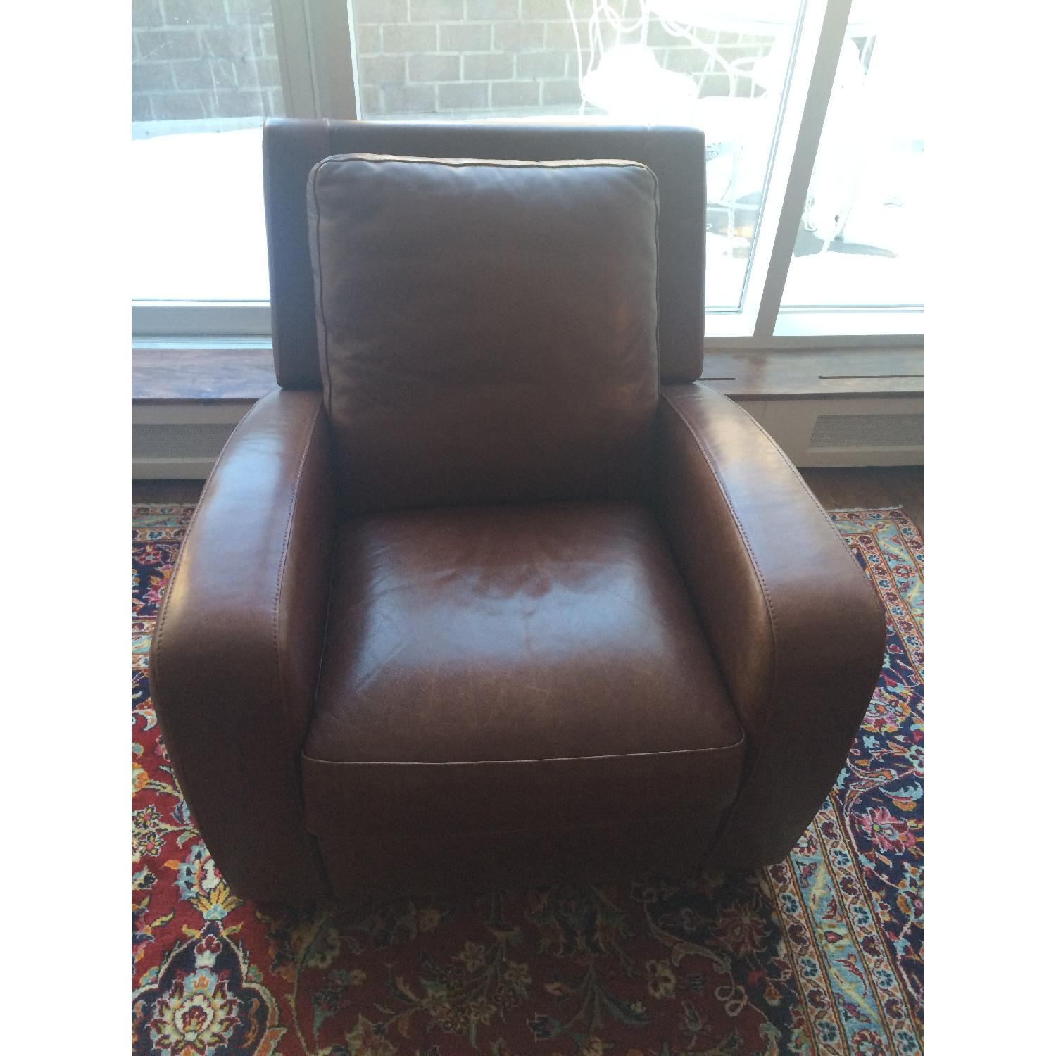 Crate & Barrel Leather Armchair Recliner - image-1