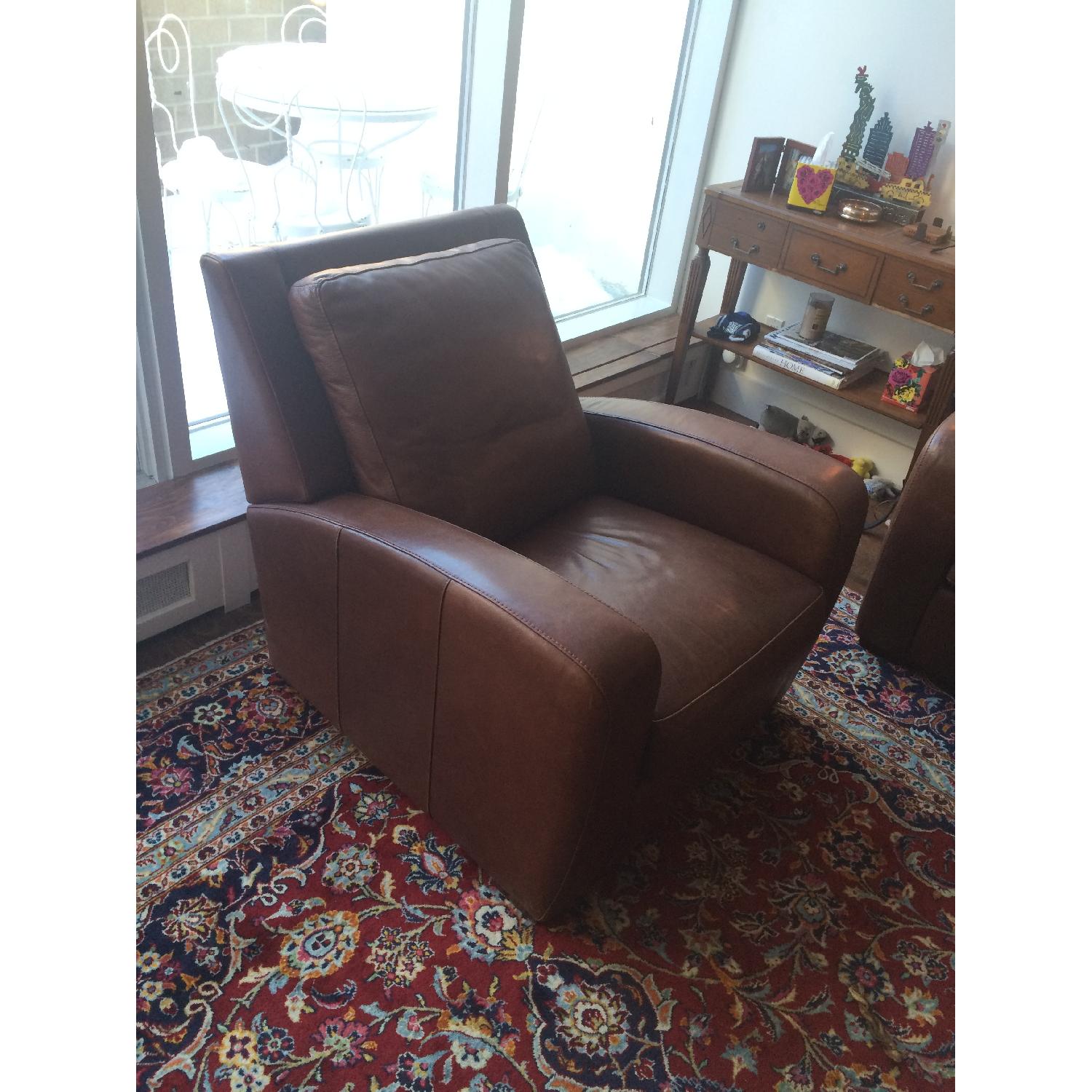 Crate & Barrel Leather Armchair Recliner - image-2